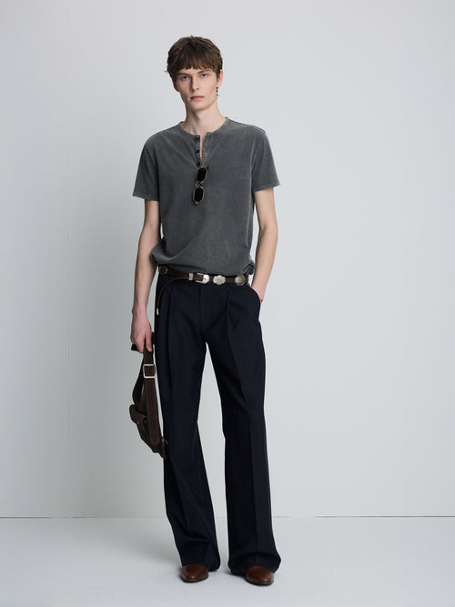 (2026.06.09 Open) GARMENT DYED HENLEY NECK TOP_ FADED CHARCOAL