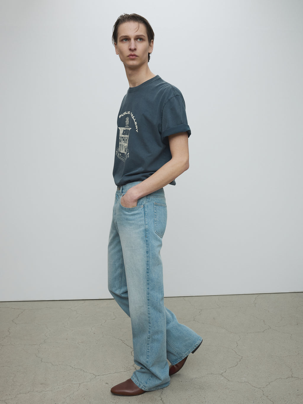 ANTI GALLERY GARMENT DYED T-SHIRT_ FADED NAVY