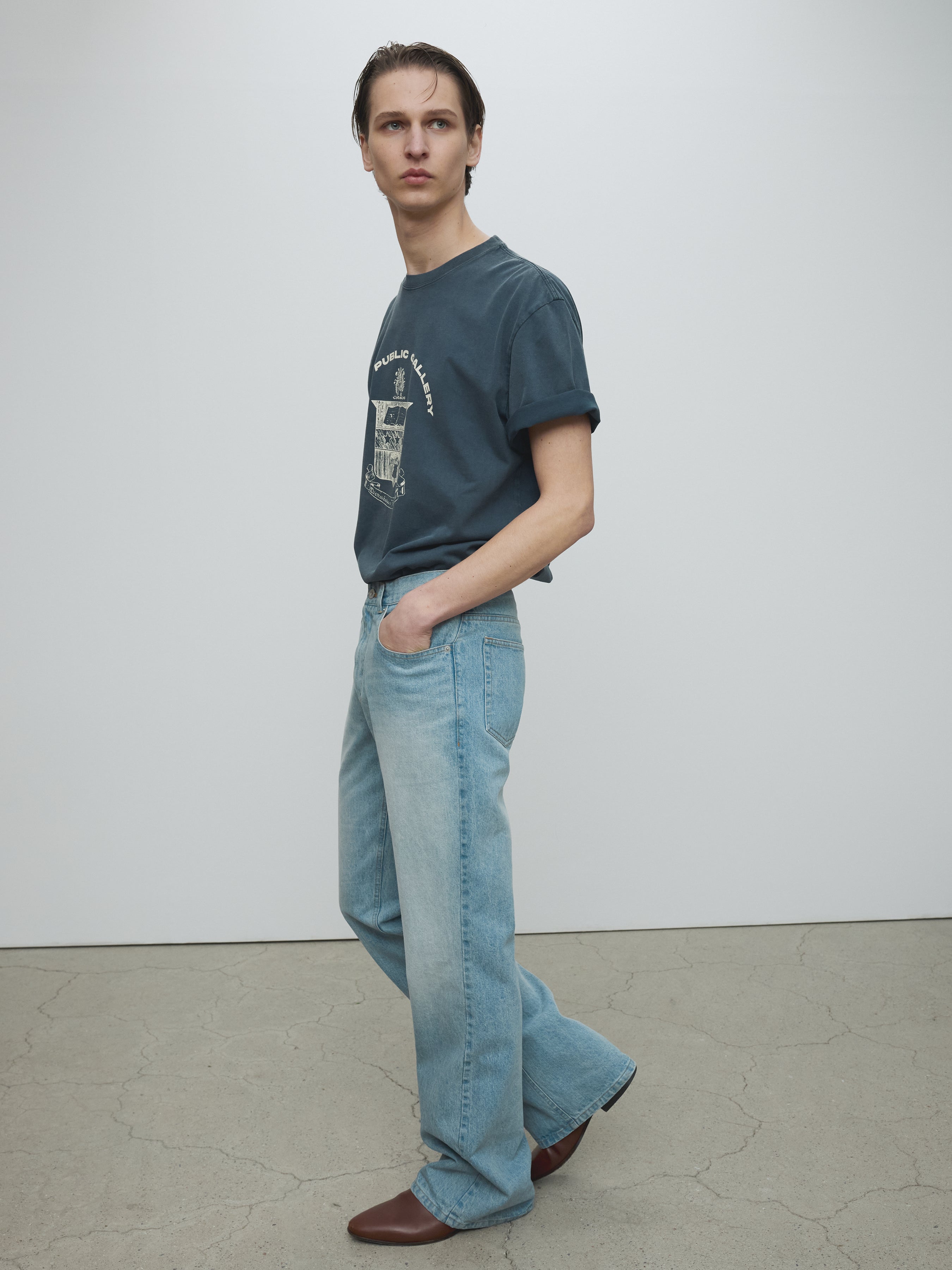 ANTI GALLERY GARMENT DYED T-SHIRT_ FADED NAVY