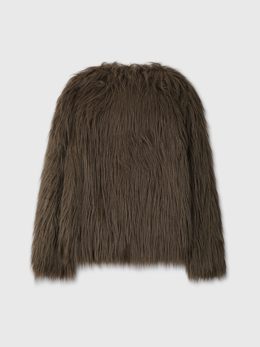 (W) LONG HAIR FAUX FUR JACKET_ BROWN