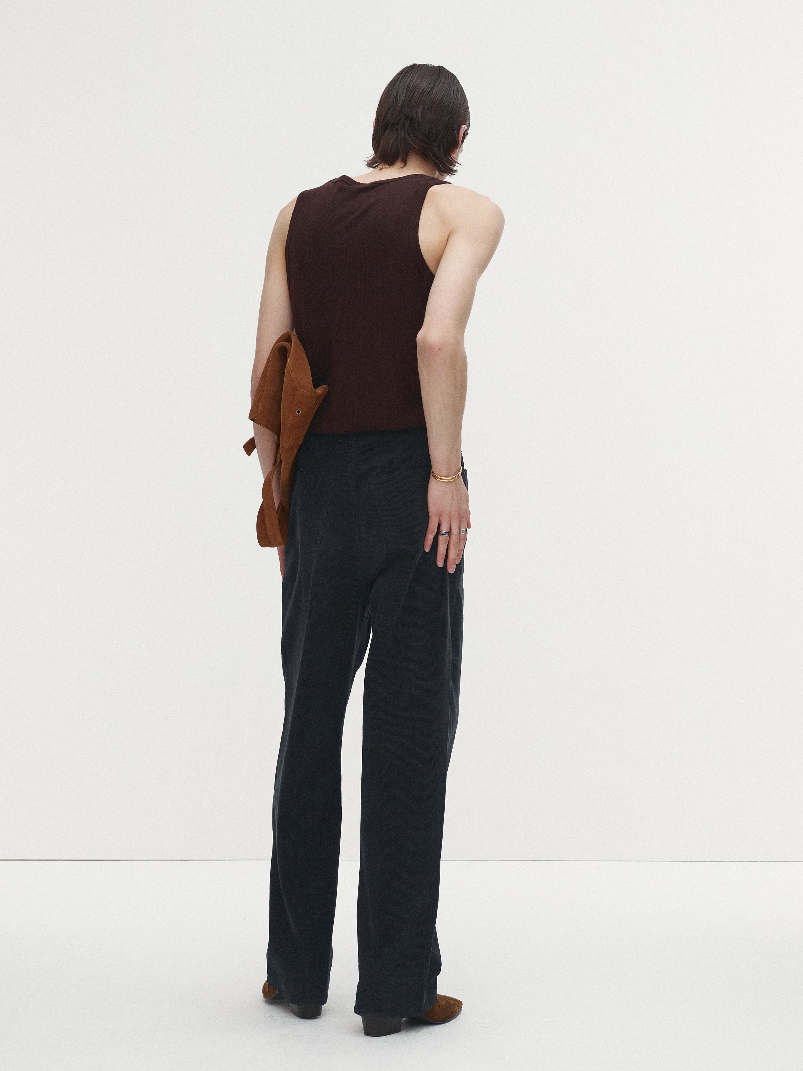 CORDUROY LOOSE FLARED PANTS_ INK