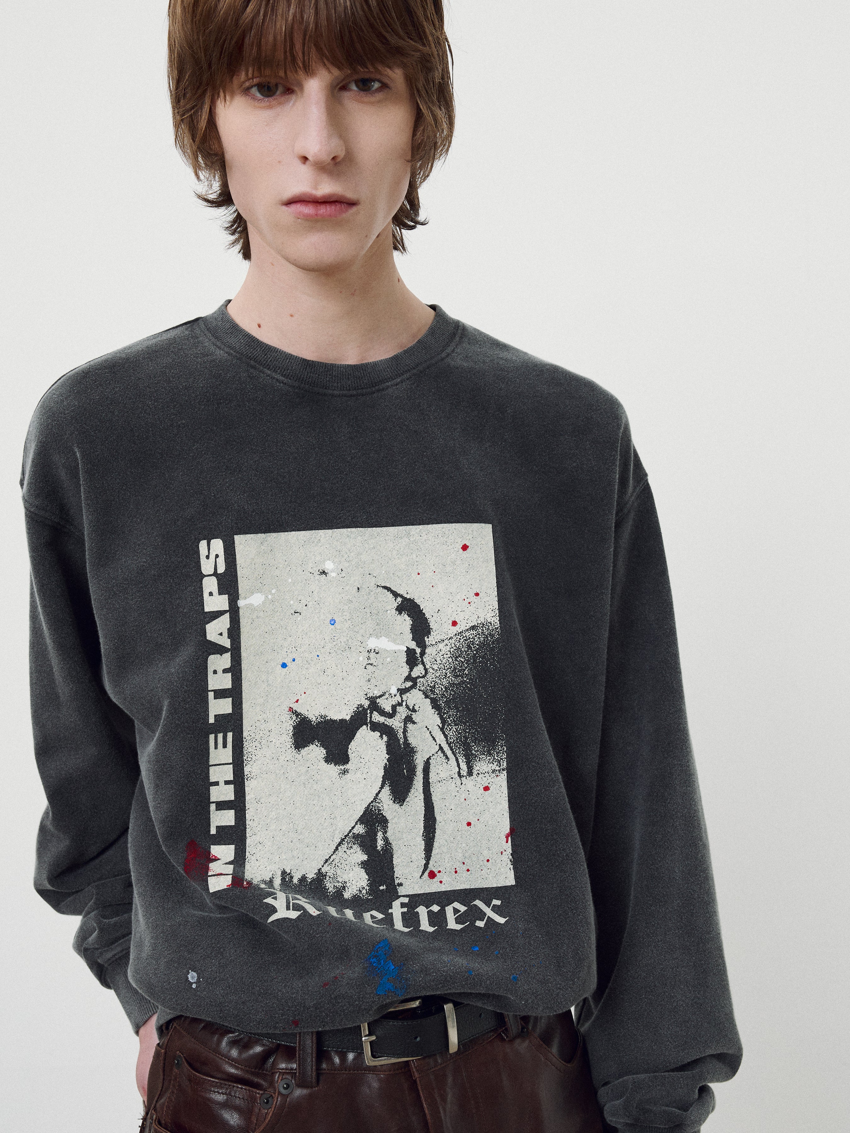 Rueflex Hand-Painted Sweatshirt_ Faded Black