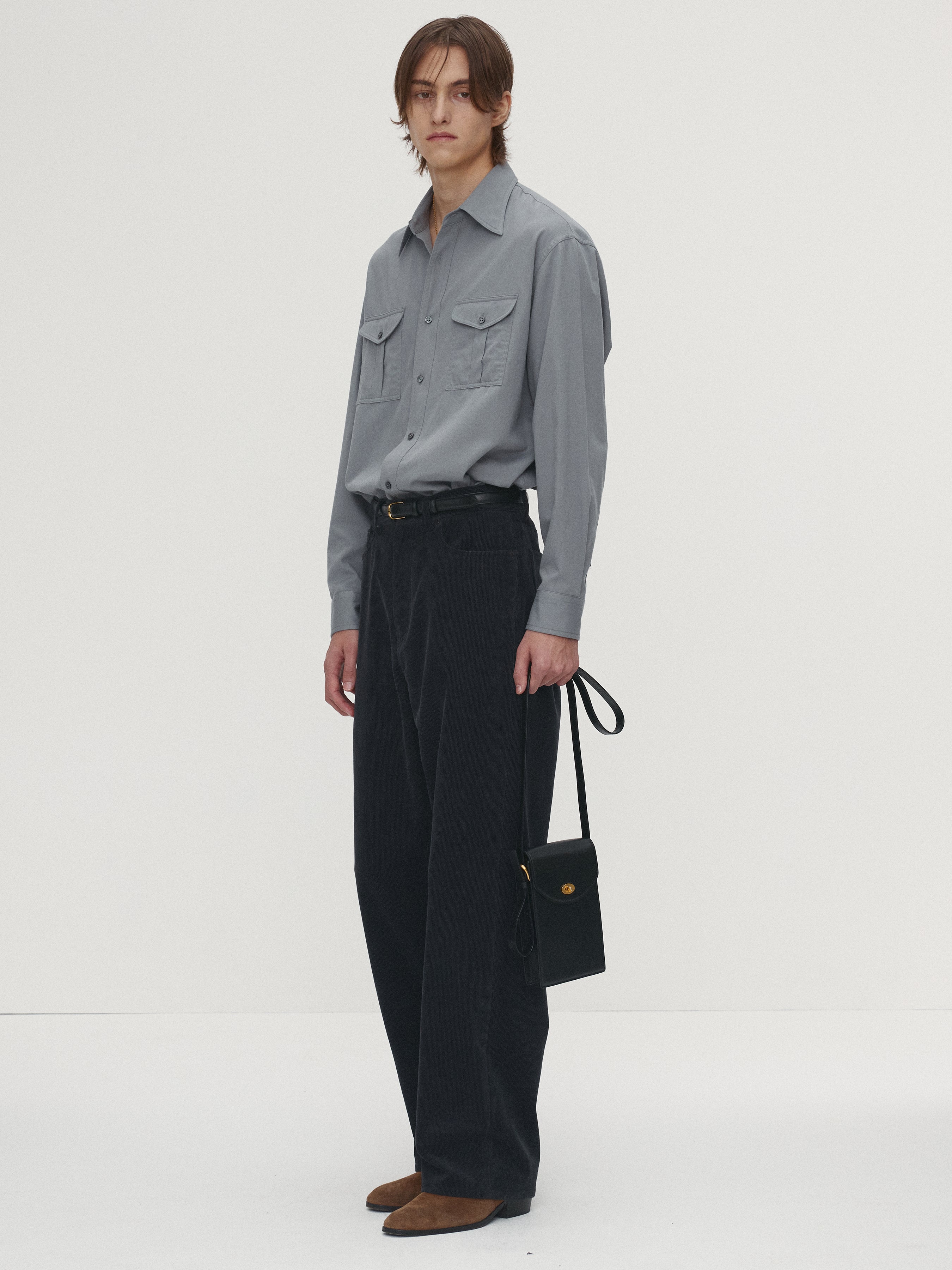 SAND-WASHED COTTON OFFICER SHIRT_ PALE BLUE