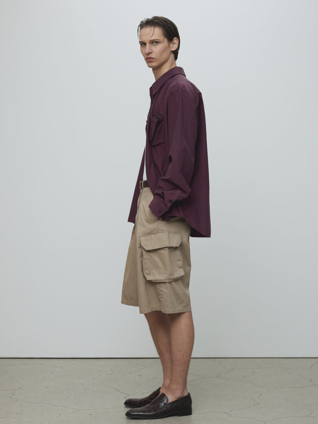 SILK COTTON GARMENT-DYED SHIRT_ FADED BURGUNDY