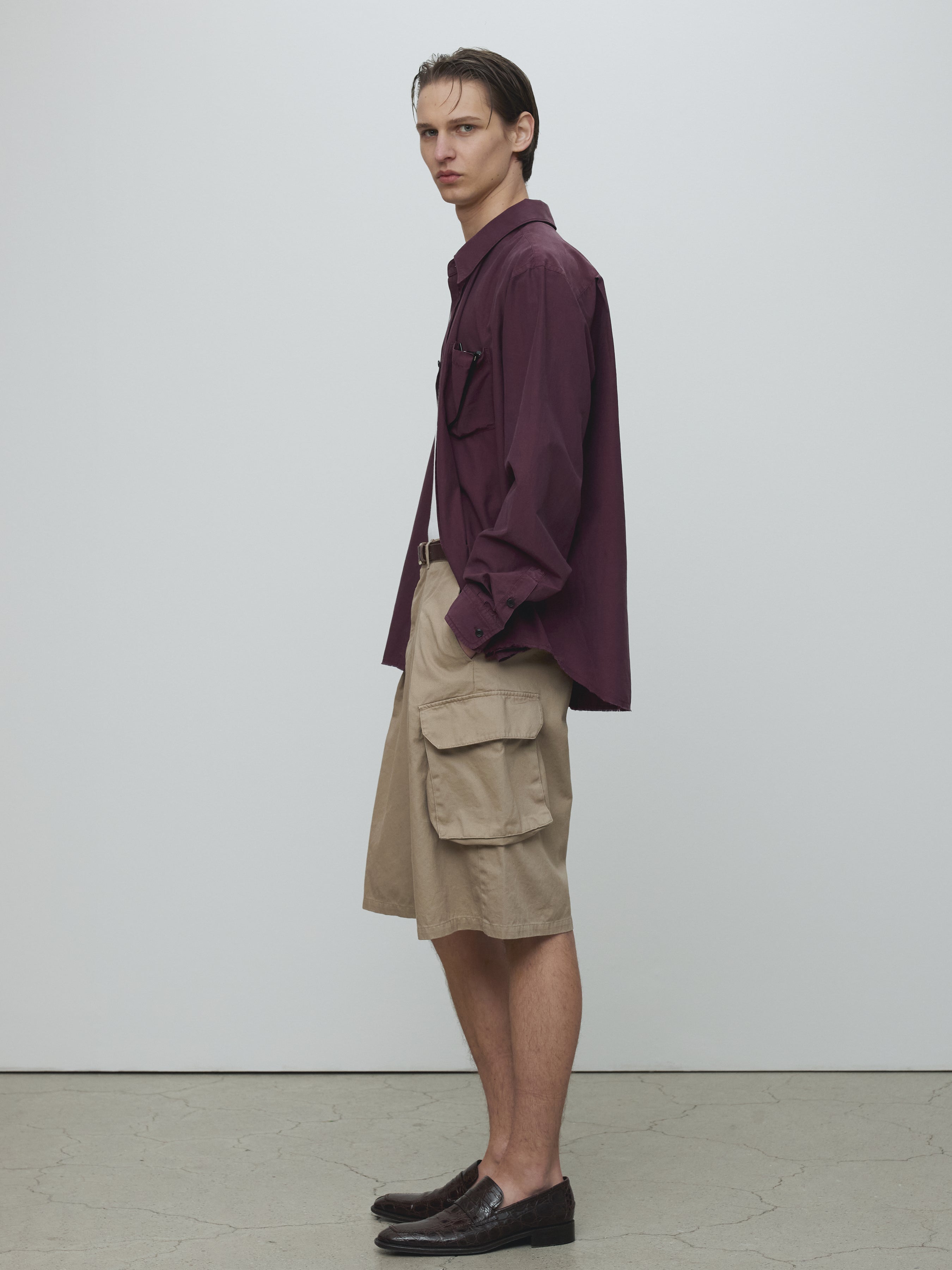 SILK COTTON GARMENT-DYED SHIRT_ FADED BURGUNDY