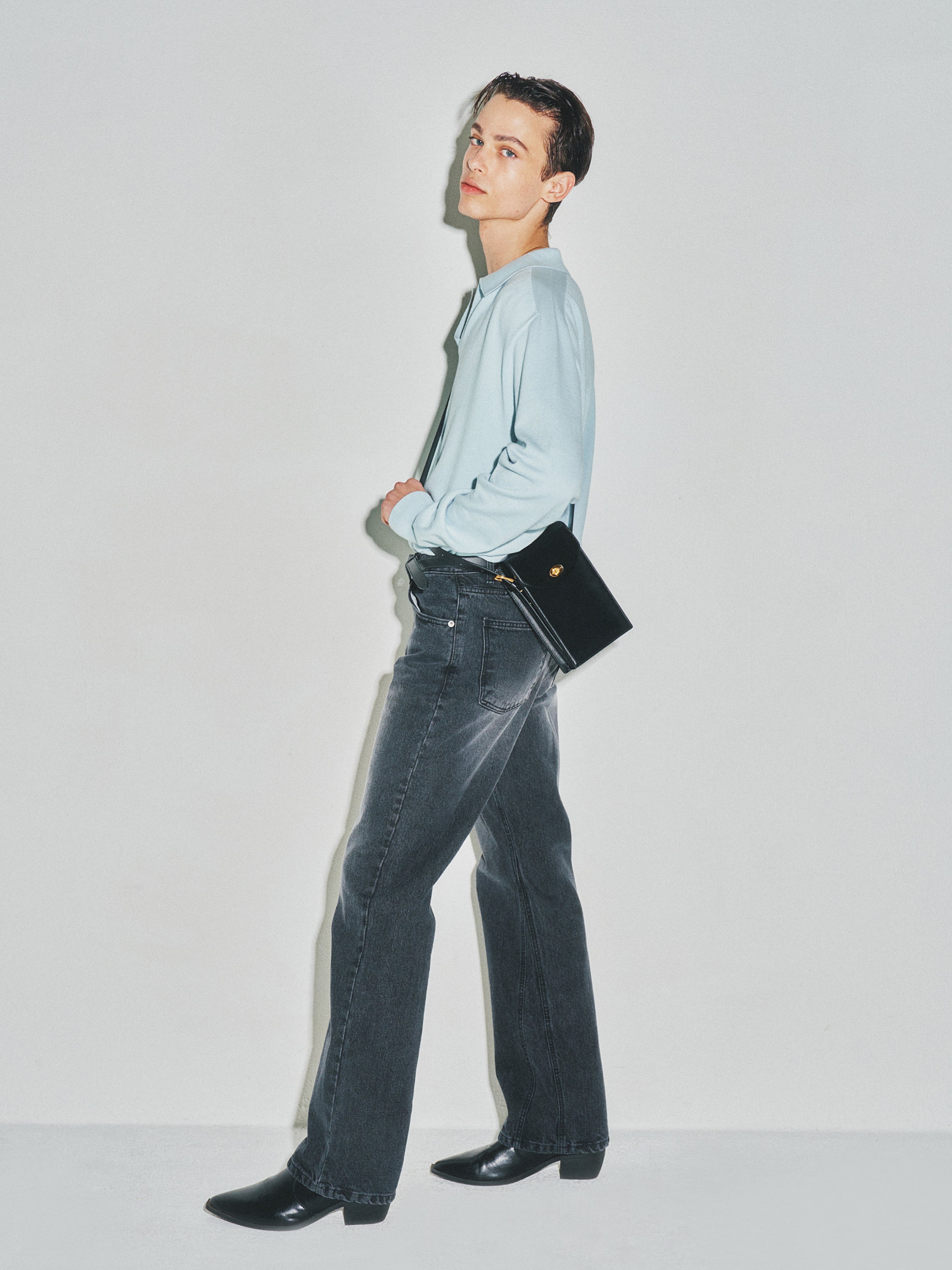 High Count Whole Garment Saddle Neck Knit_ Baby Blue