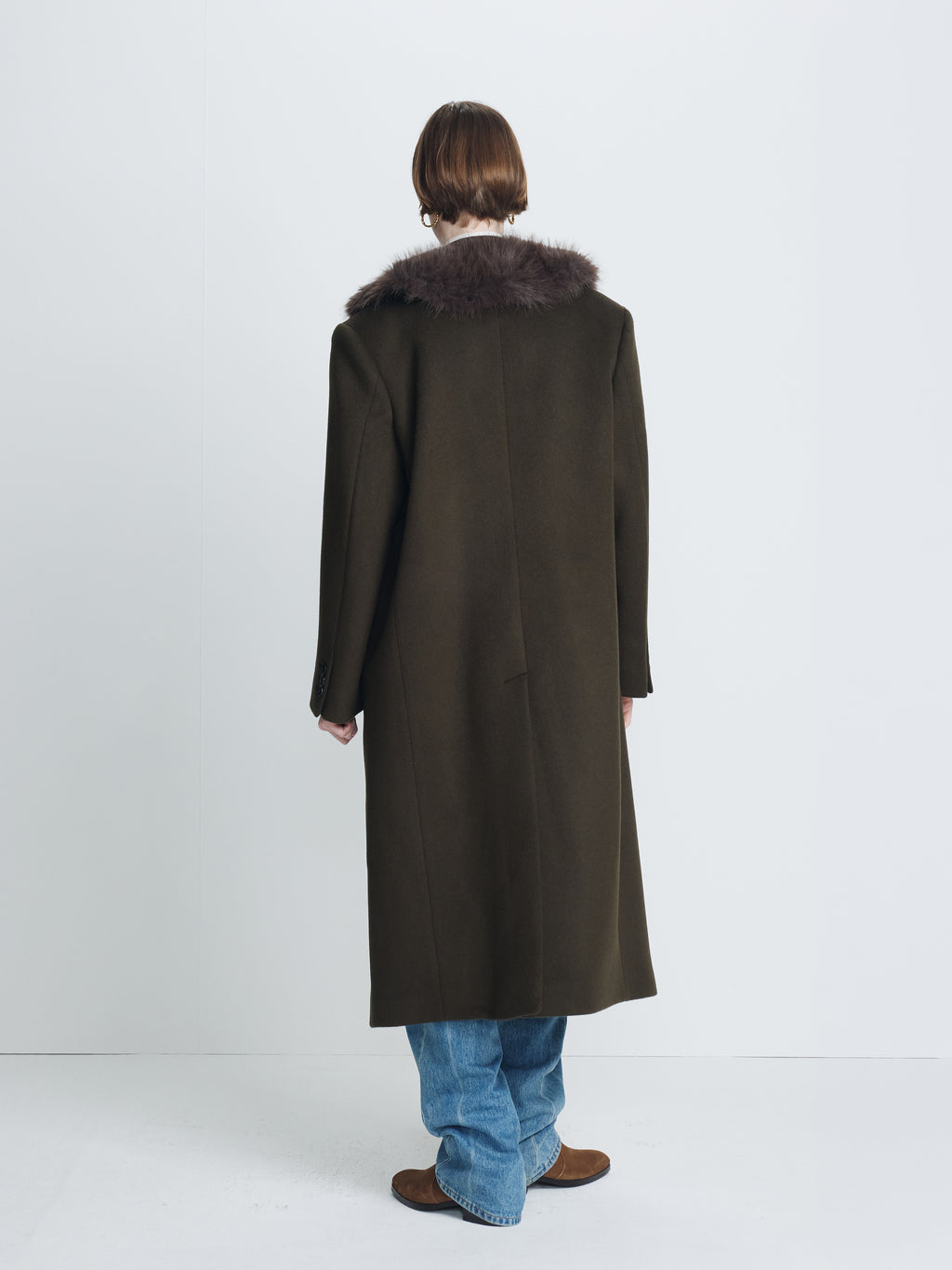 (W) WOOL TAILORED DOUBLE-BREASTED MAXI COAT_ KHAKI DARK BROWN