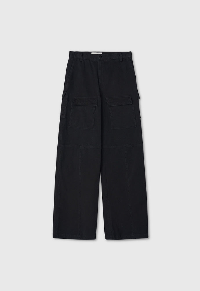 Wide-Leg Garment Washed Cargo Pants_ Faded Black