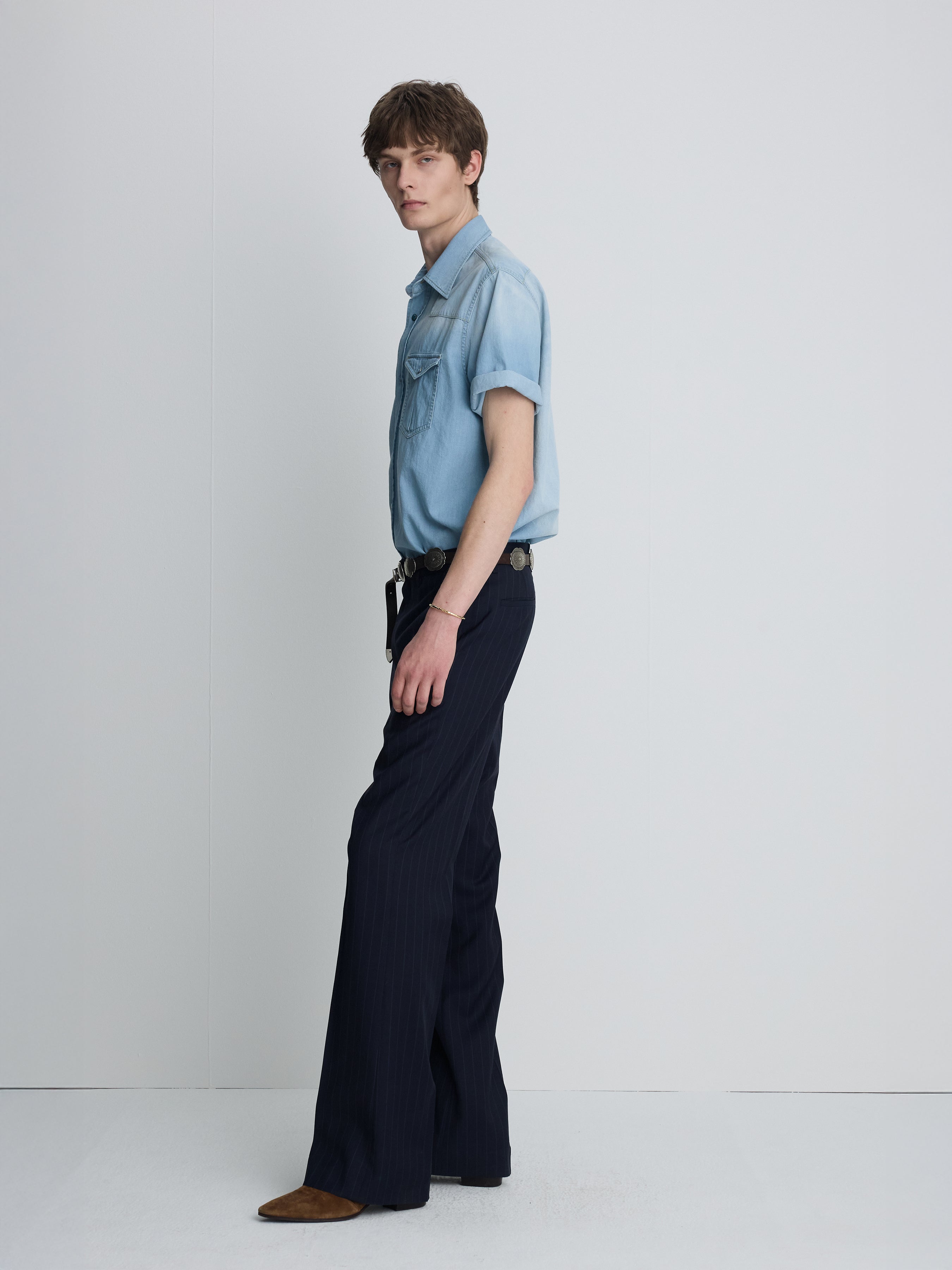 VINTAGE DENIM WESTERN SHIRT_ LIGHT WASHED BLUE