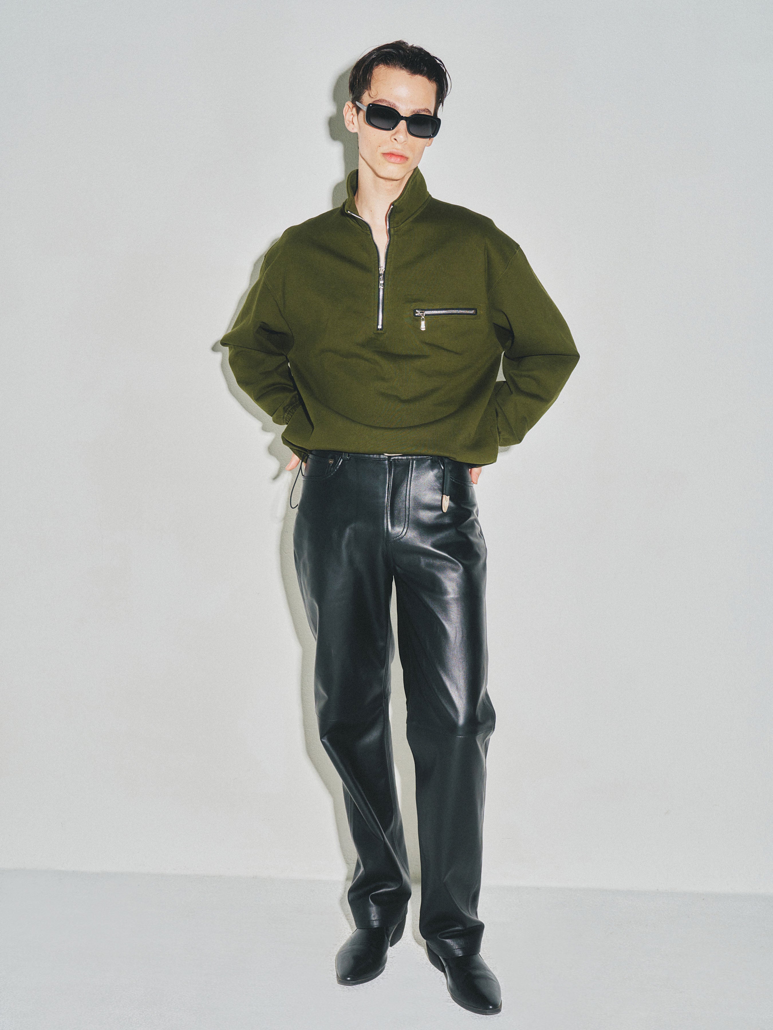 Extra Heavy Sweat Half Zip-up_ Fern Green