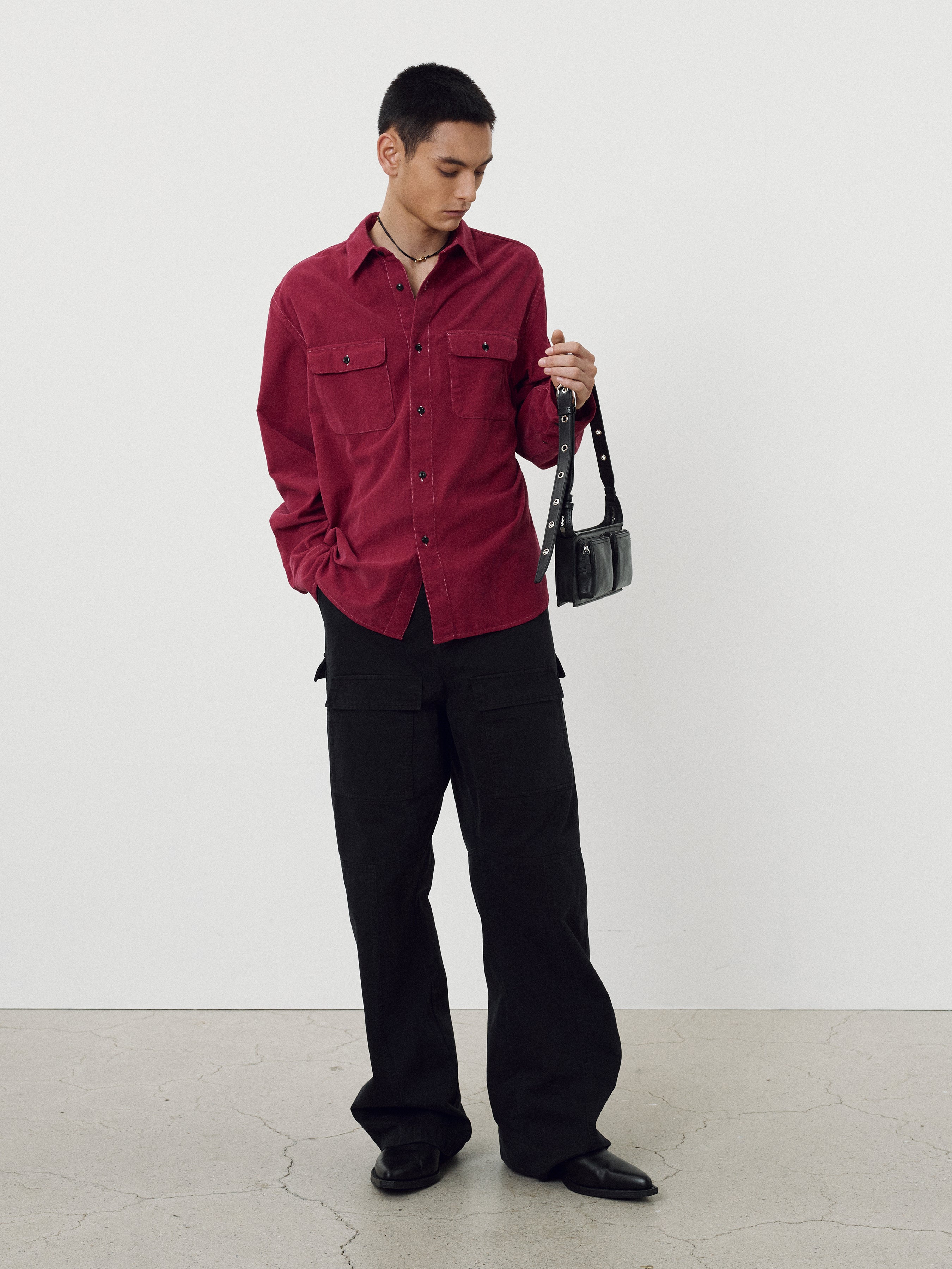 Wide-Leg Garment Washed Cargo Pants_ Faded Black