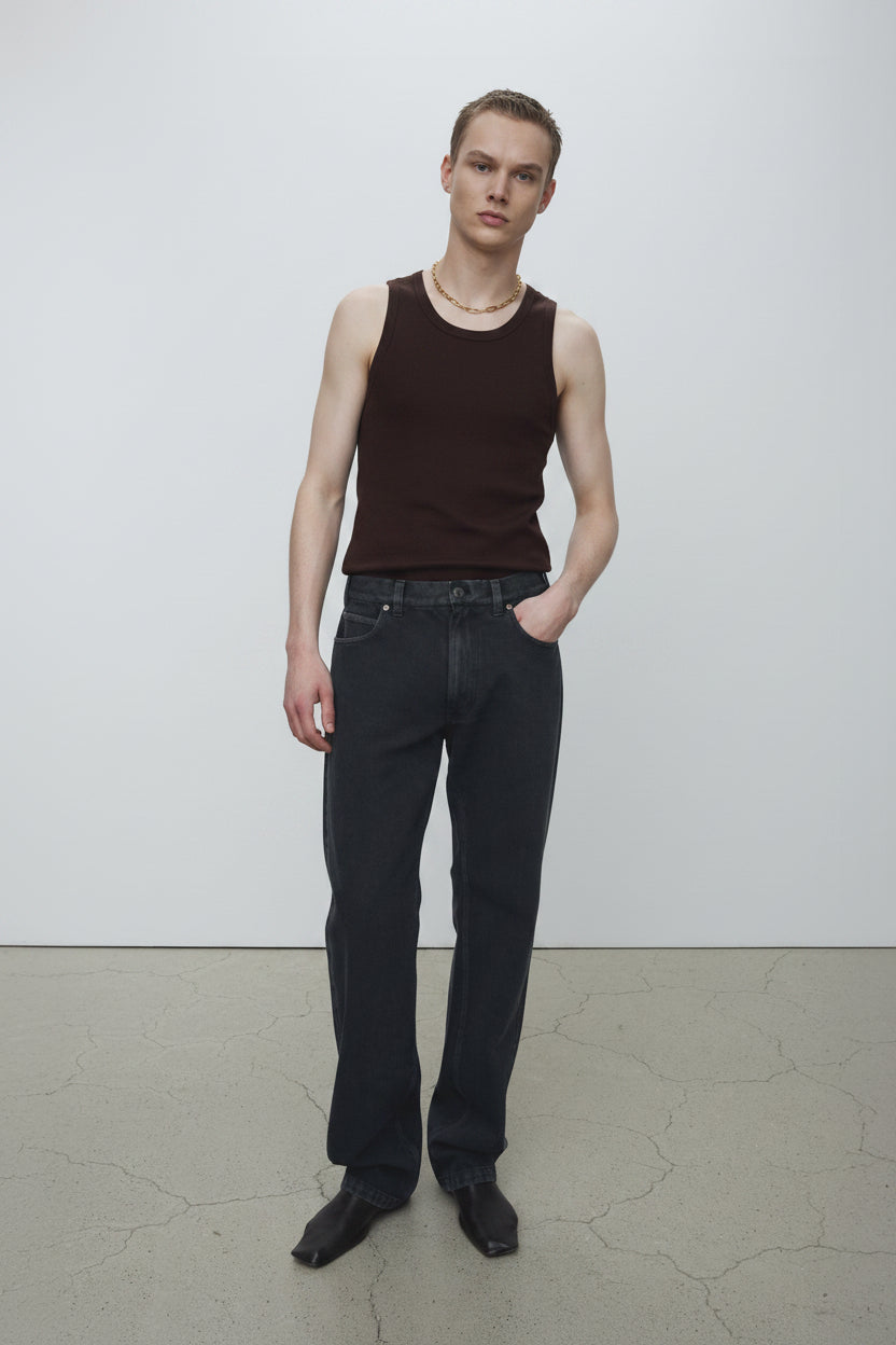 LOOSE STRAIGHT OVERDYE DENIM JEANS_ CARBON PIGMENT