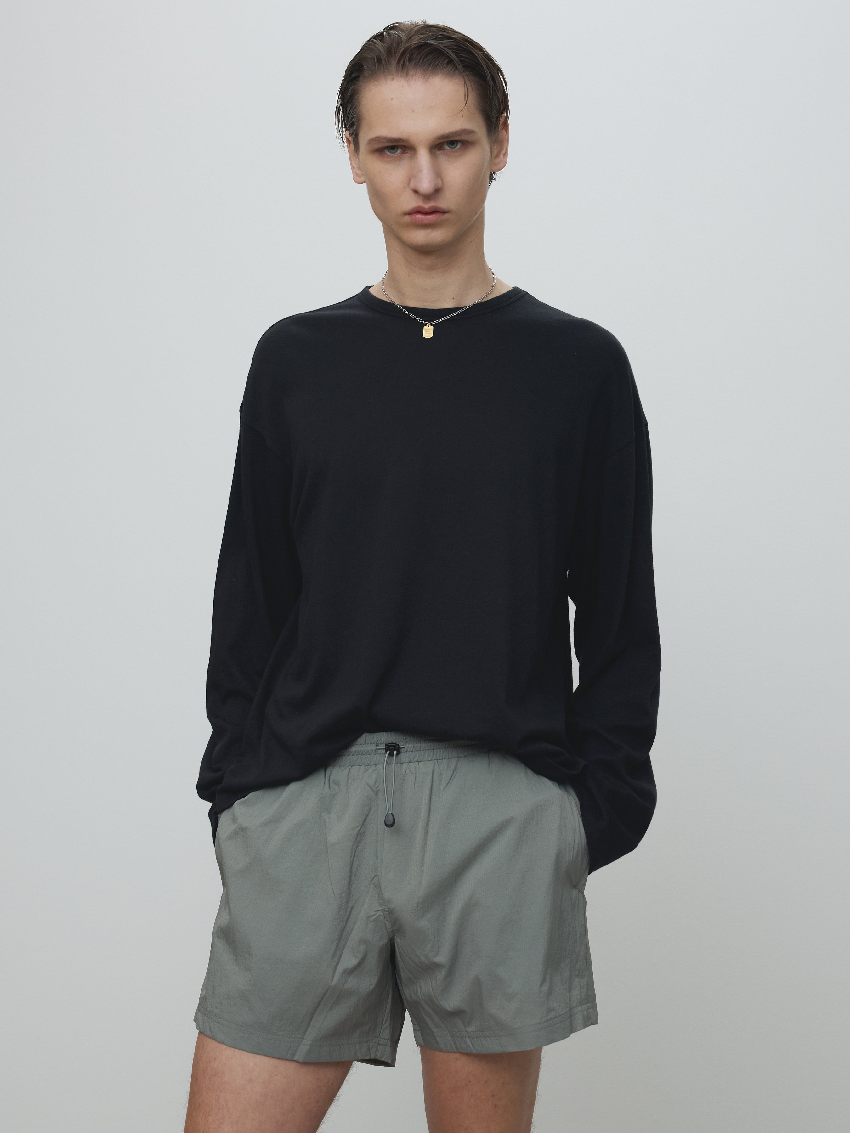 DRAWSTRING TECH SHORTS_ OLIVE GREY