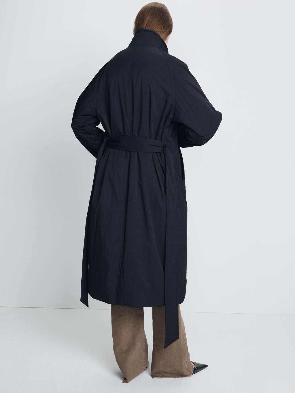 (W) TAILORED TRENCH PUFFER COAT_ BLACK