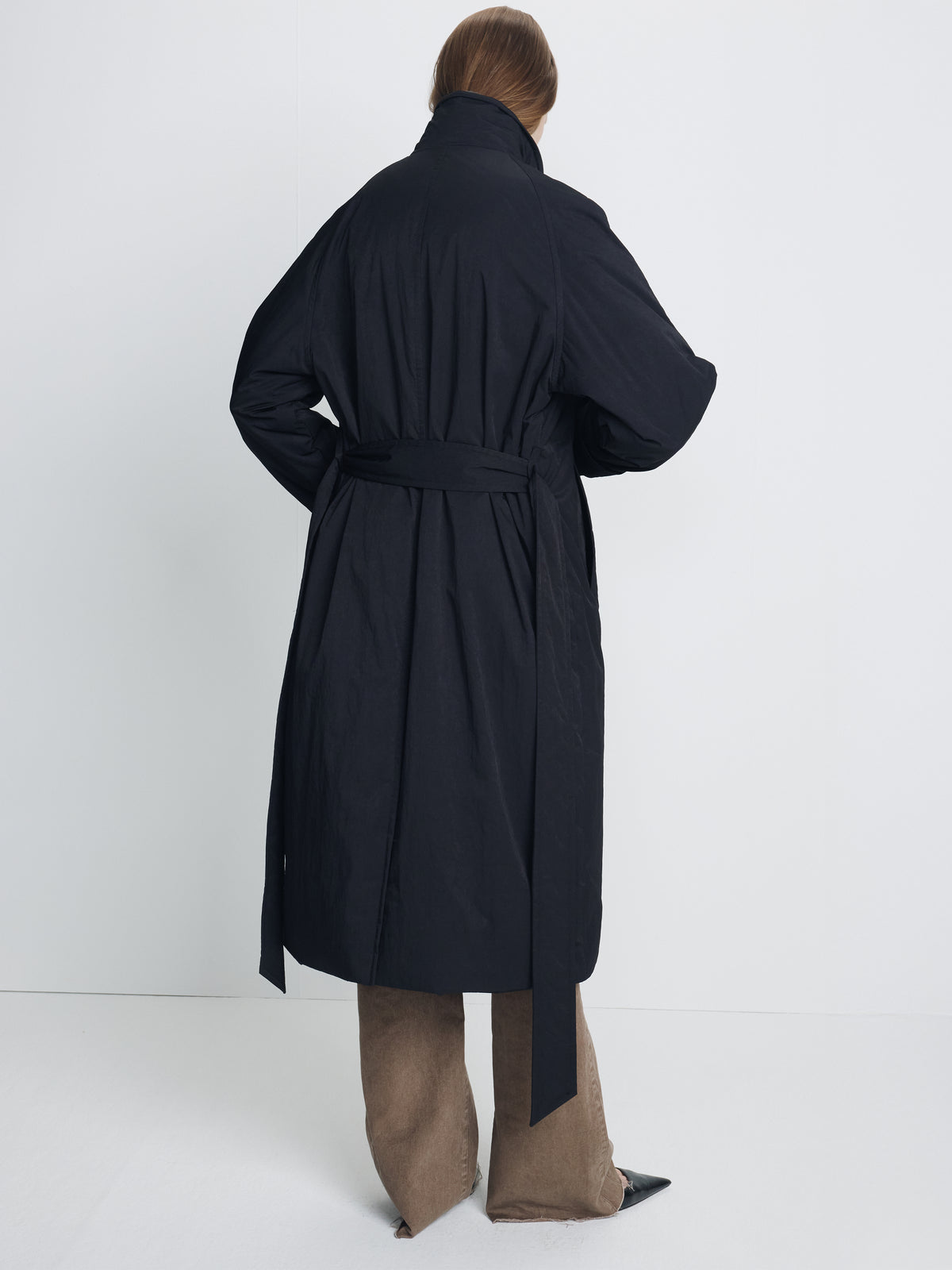(W) TAILORED TRENCH PUFFER COAT_ BLACK