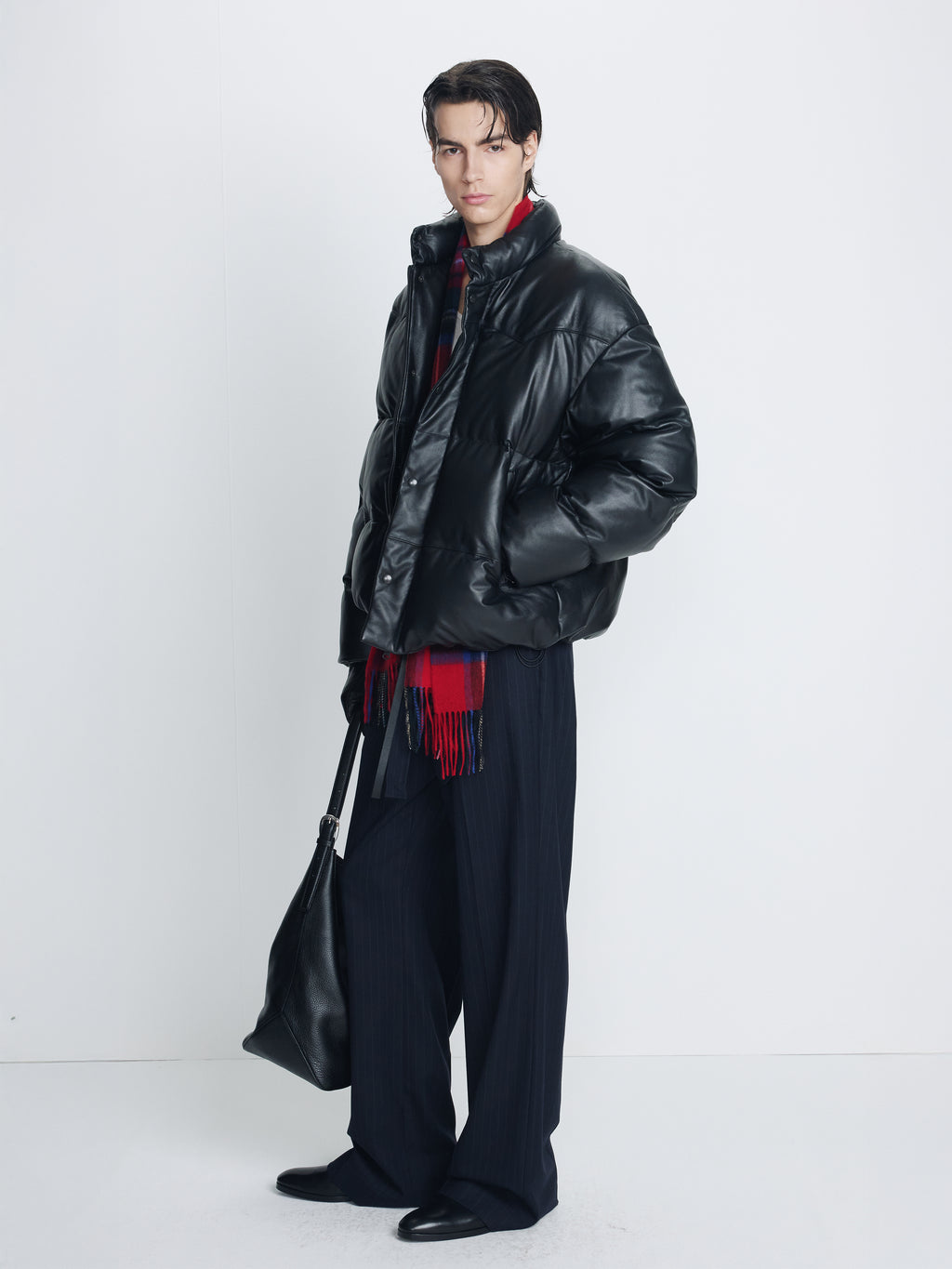 LAMB LEATHER DOWN PUFFER JACKET_ BLACK