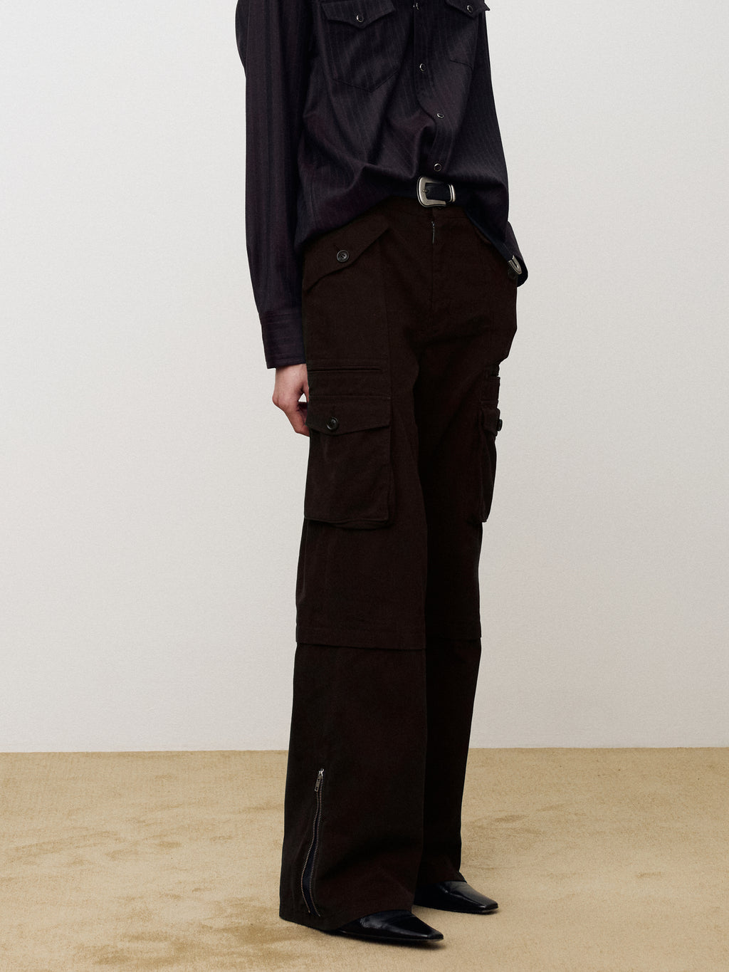GARMENT-WASHED UTILITY CARGO PANTS_ FADED BROWN