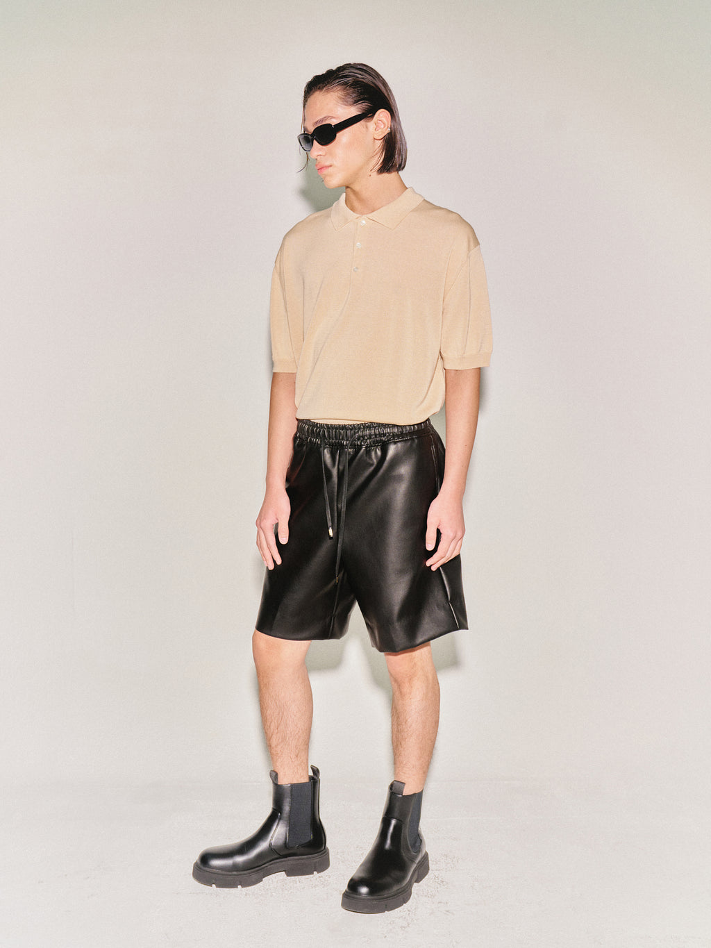 Silk Tencel High Guage Polo Knit_ Royal Beige