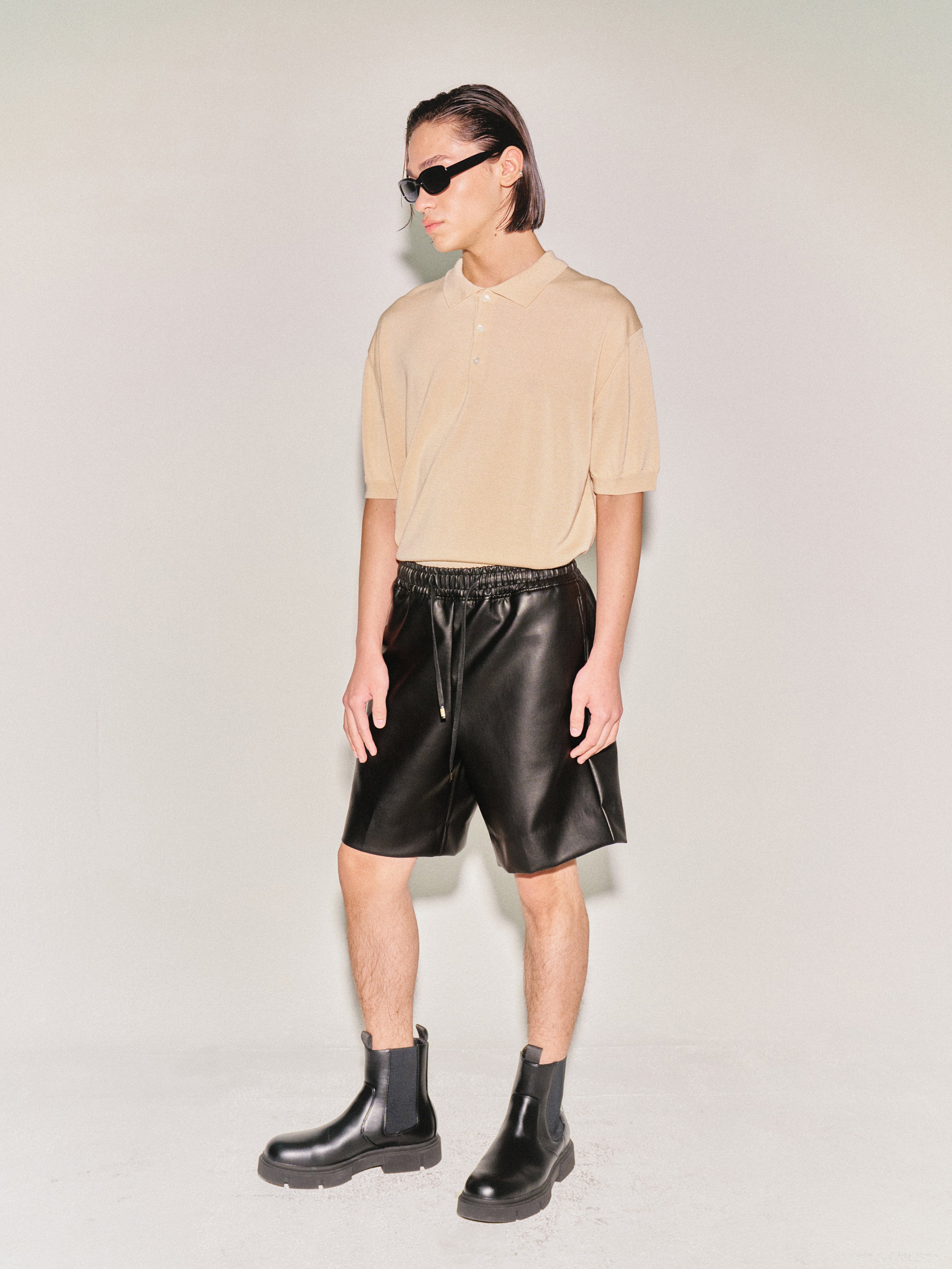 Silk Tencel High Guage Polo Knit_ Royal Beige