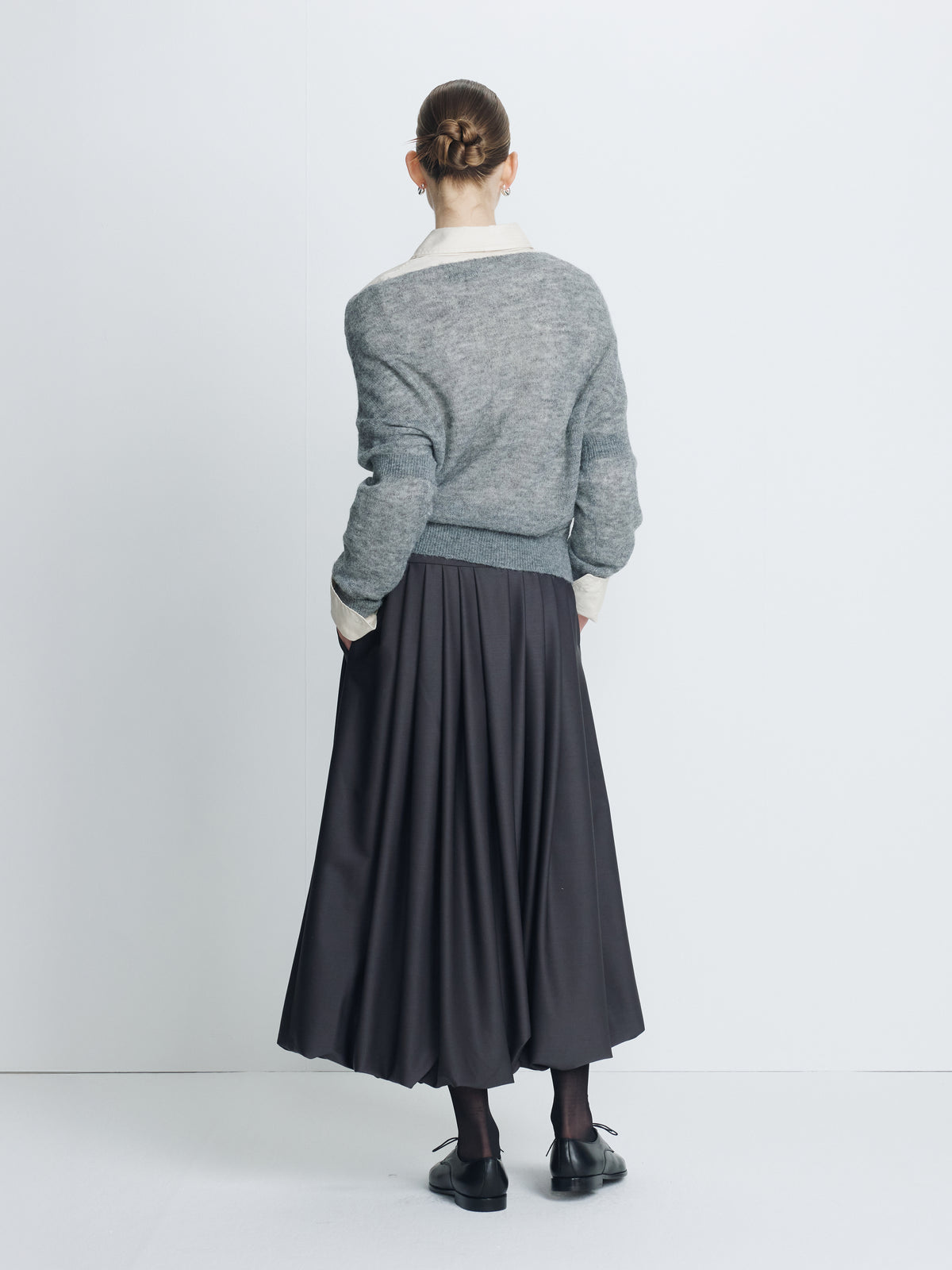(W) WOOL BALLOON SKIRT_ CHARCOAL