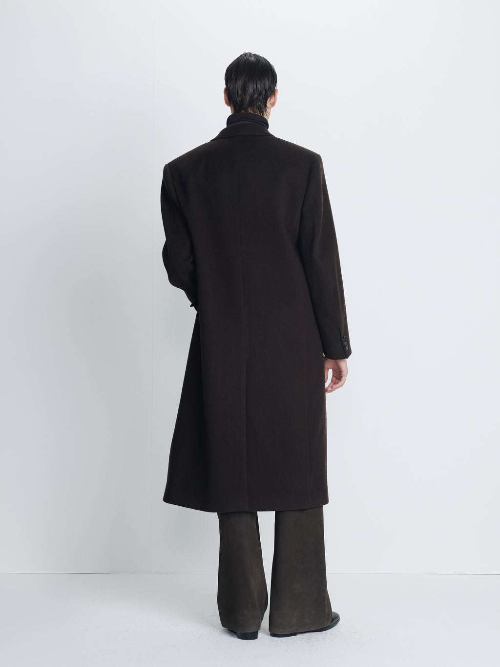 WOOL AND CASHMERE TAILORED COAT_ DEEP BROWN