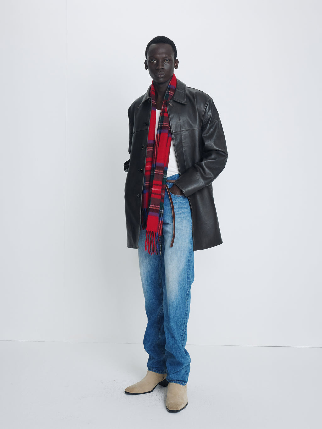 SOFT WOOL ESSENTIAL SCARF_ RED CHECK