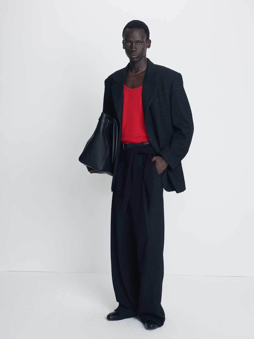 HERRINGBONE WOOL RELAXED TAILORED JACKET_ ANTHRACITE