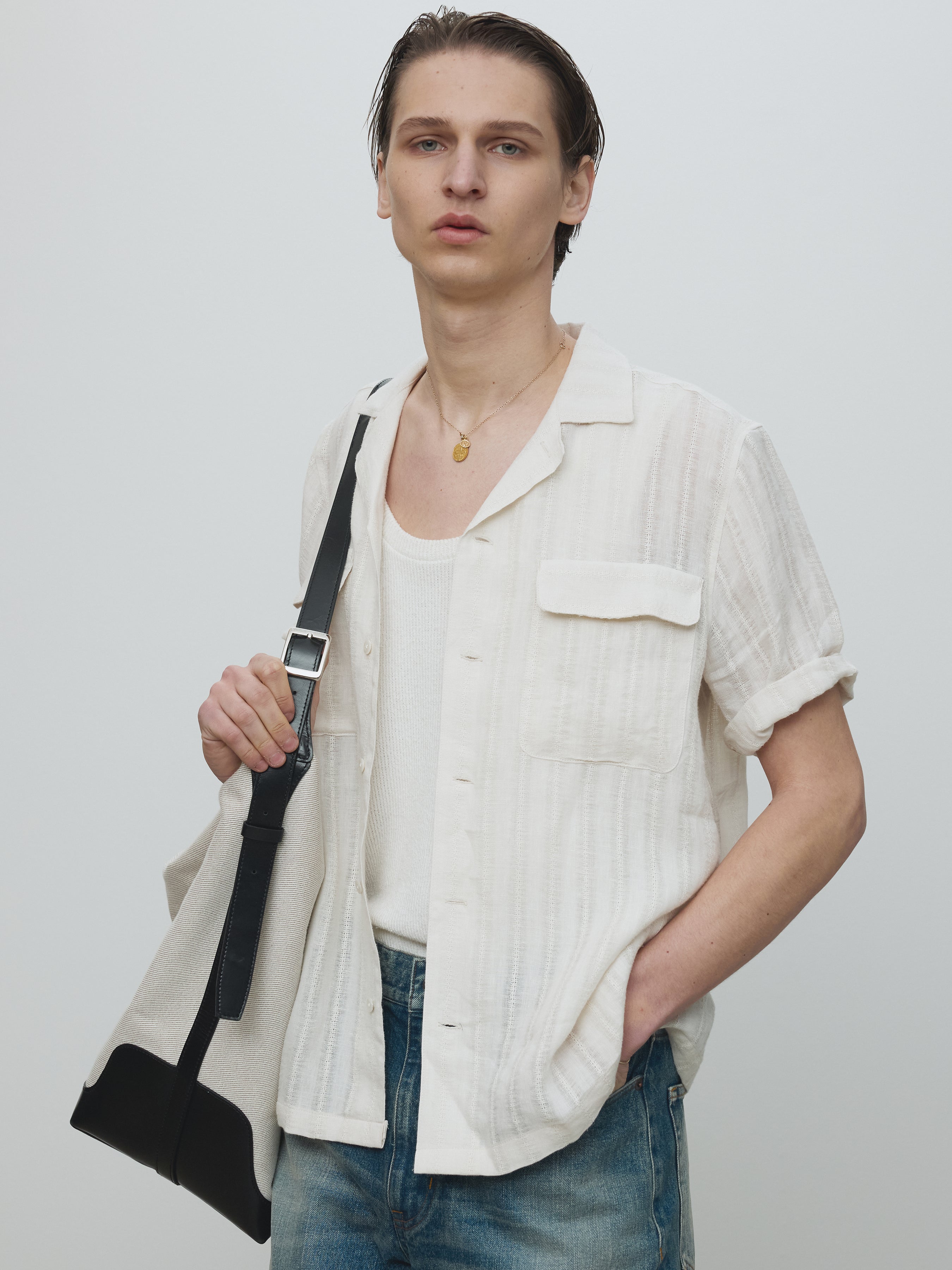 FRENCH LINEN CROCHED SHIRT_ LIGHT BEIGE