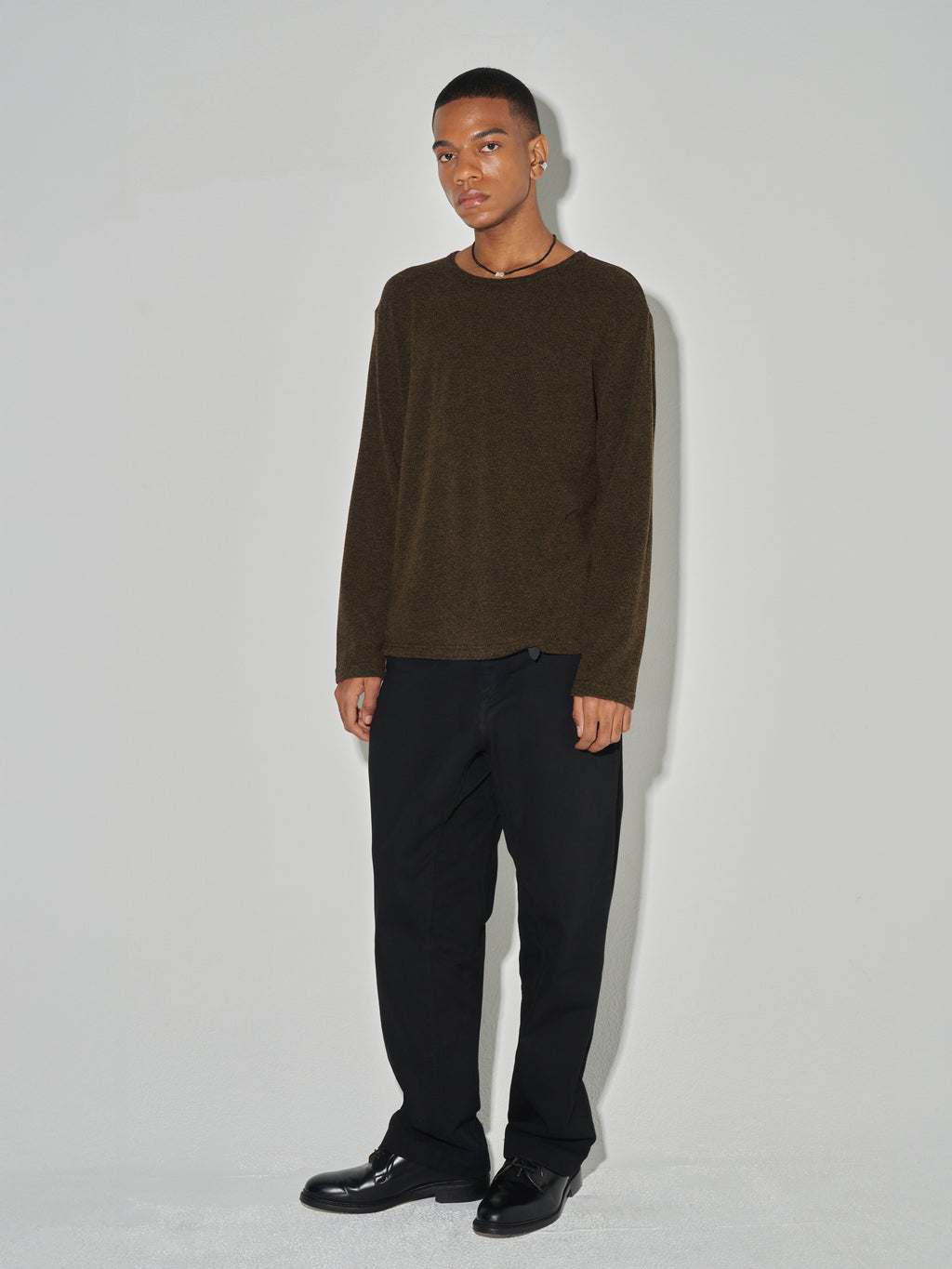 Twist-melange Long Sleeve Knit_ Melange Loden