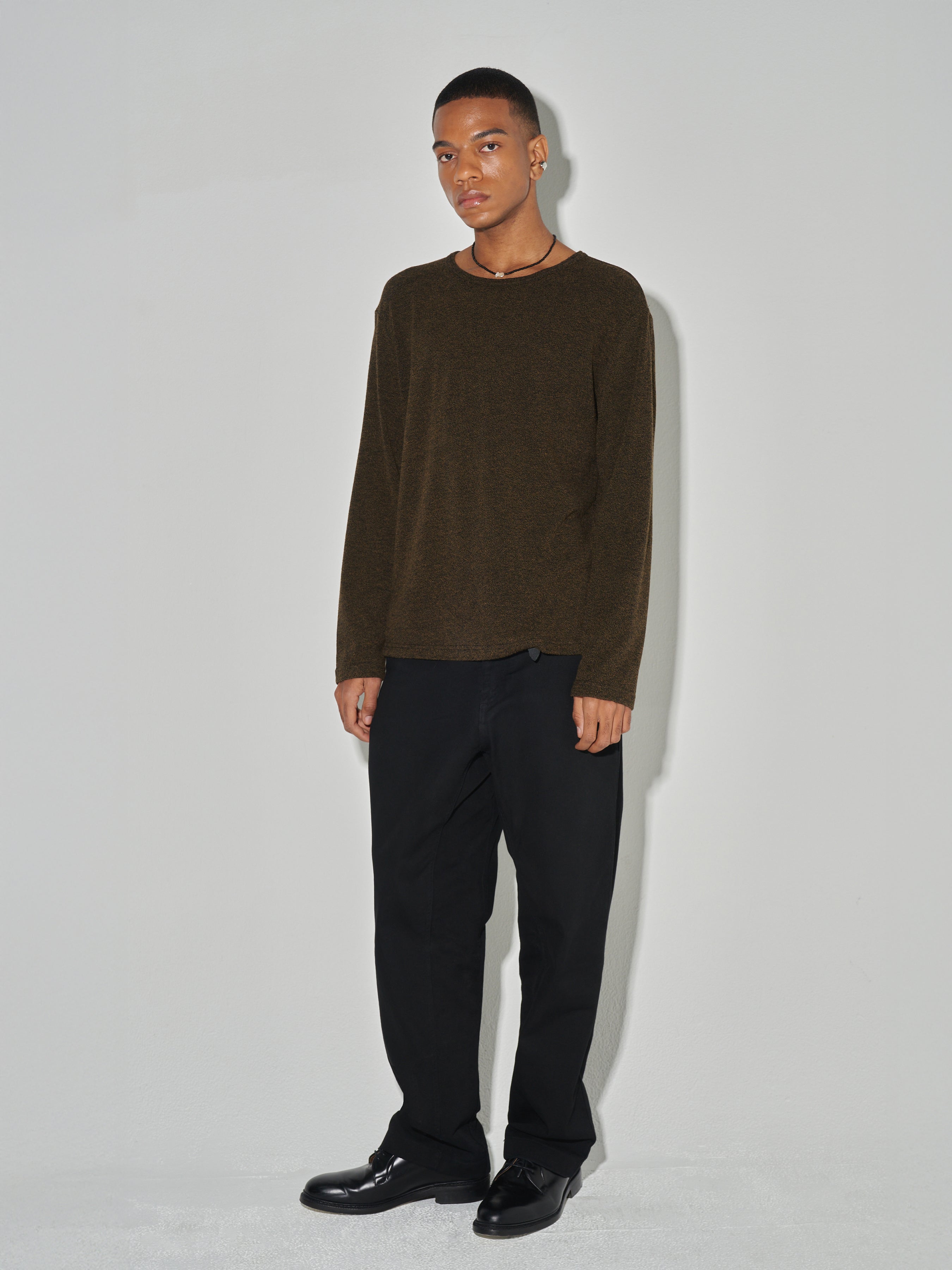Twist-melange Long Sleeve Knit_ Melange Loden