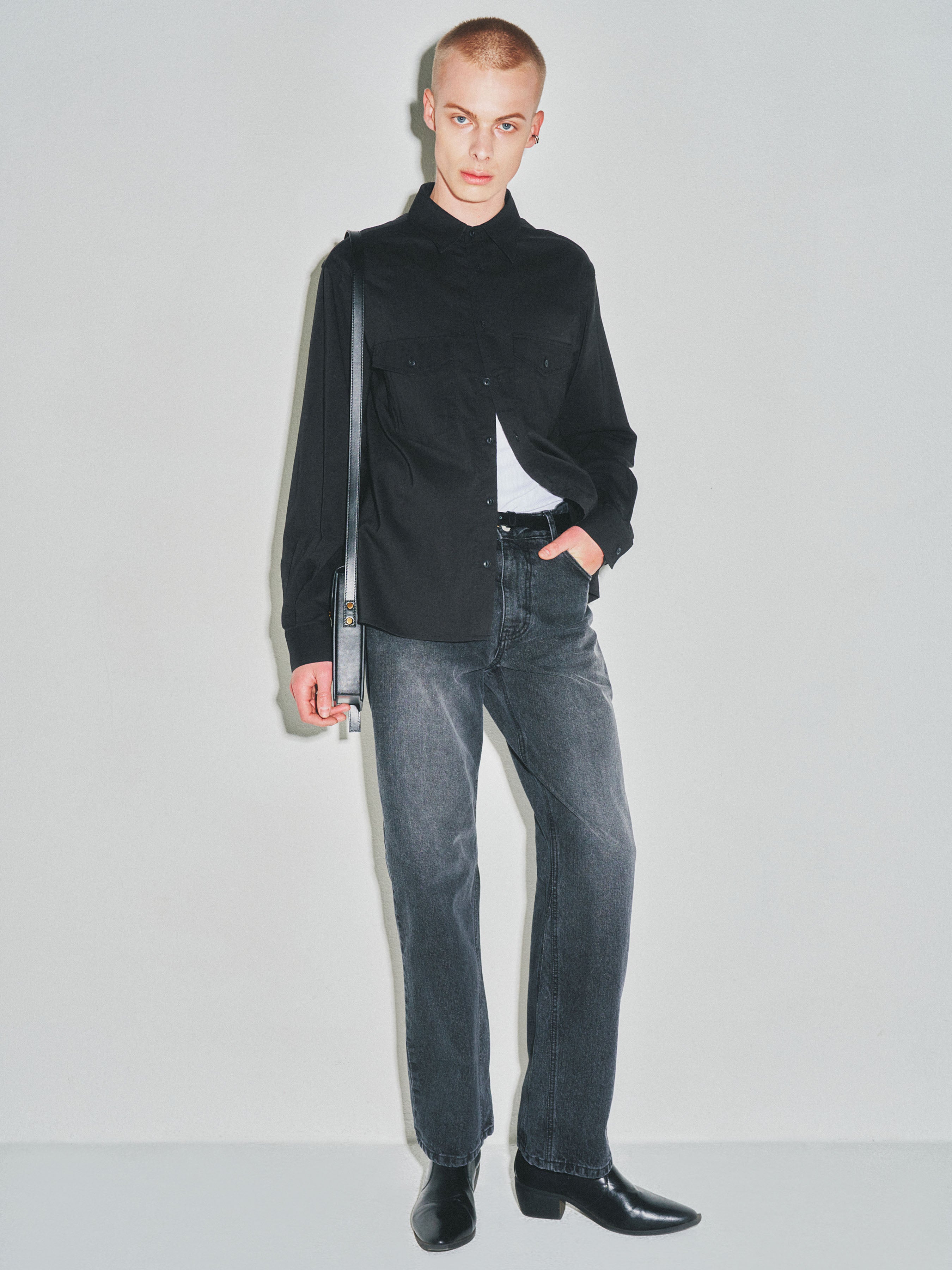 Soft Brushed C/R Western Shirt_ Midnight Black