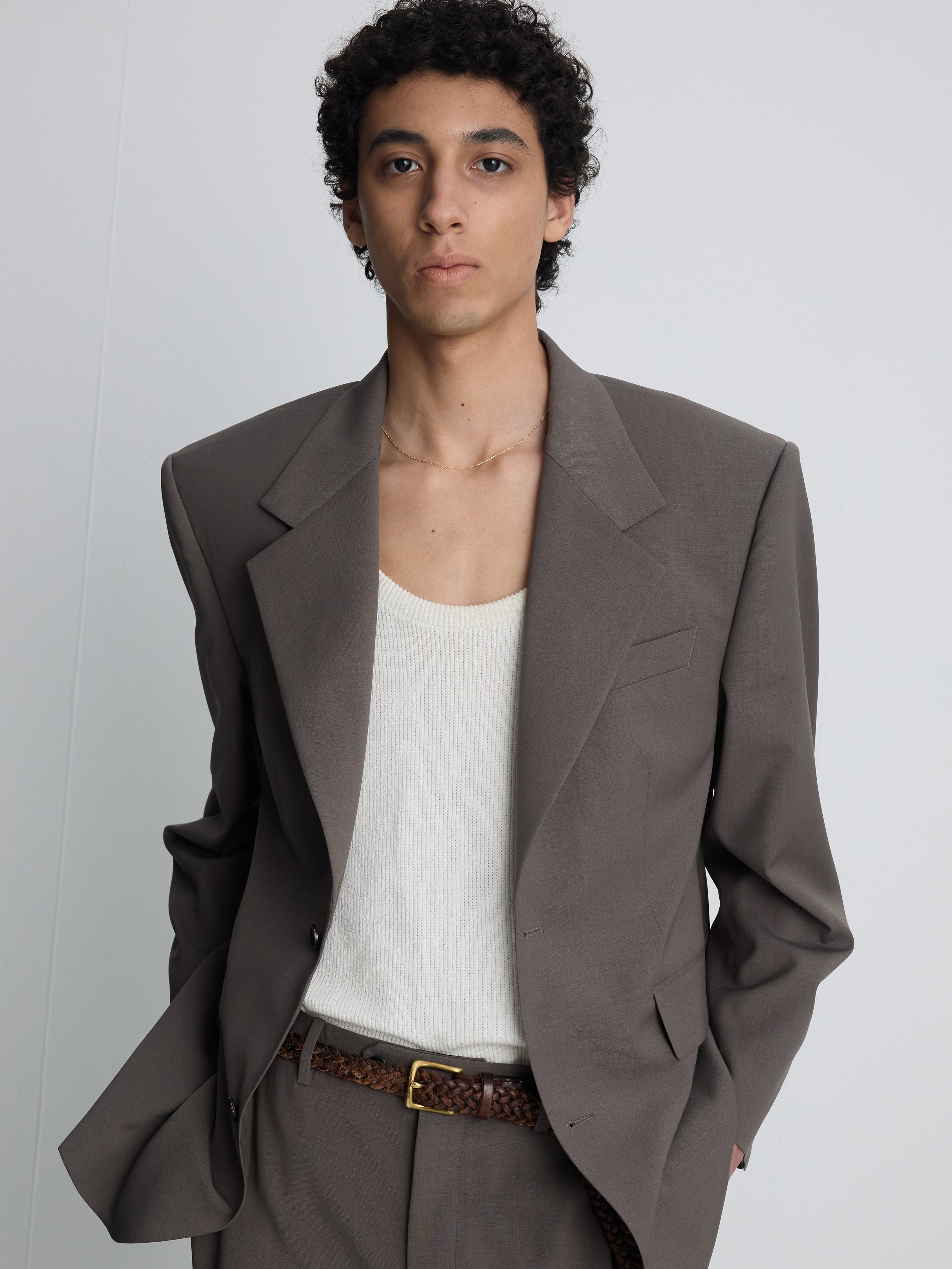 TROPICAL WOOL RELAXED BLAZER_ TAUPE