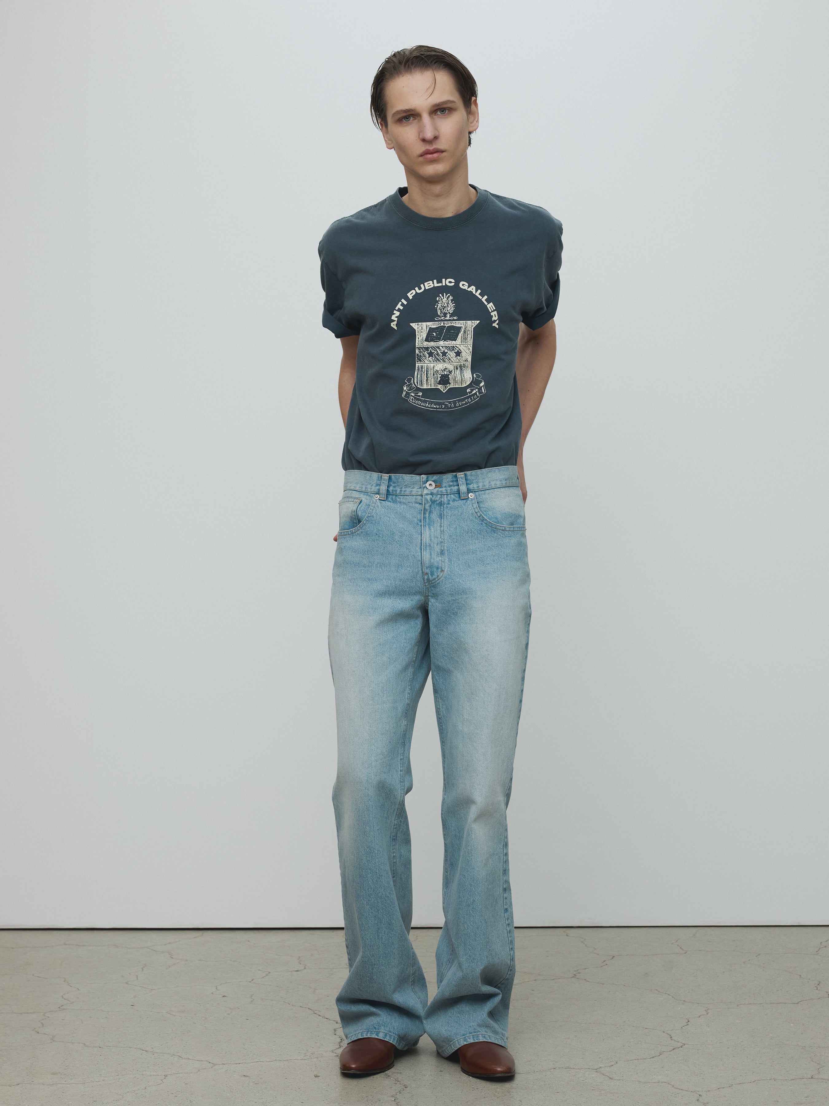 ANTI GALLERY GARMENT DYED T-SHIRT_ FADED NAVY