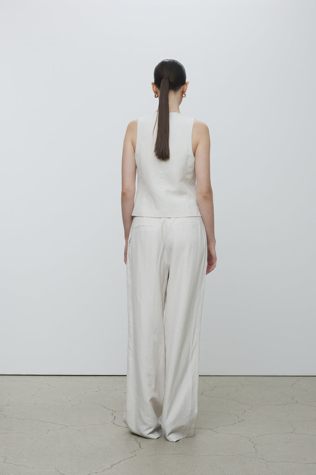 LINEN TAILORED VEST_ IVORY
