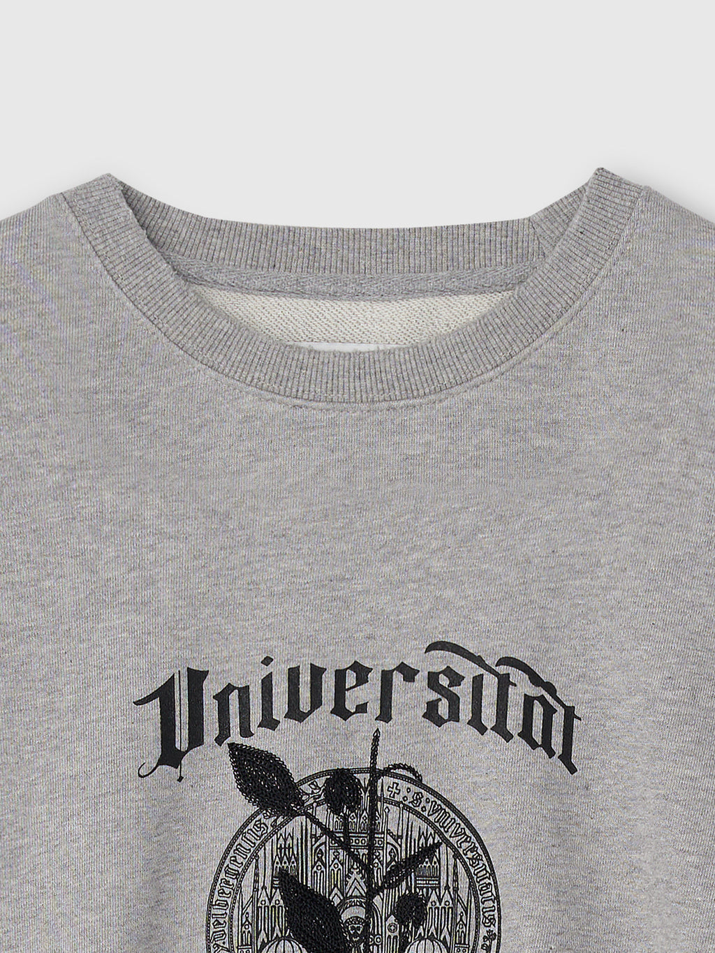 Embroidery Overlap College Sweatshirt_ Heather Grey
