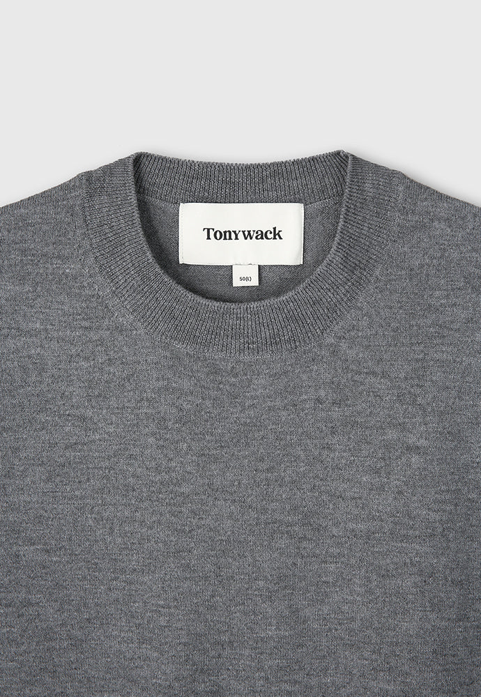 Super Fine Wool Cuffs Button Knit_ Grey