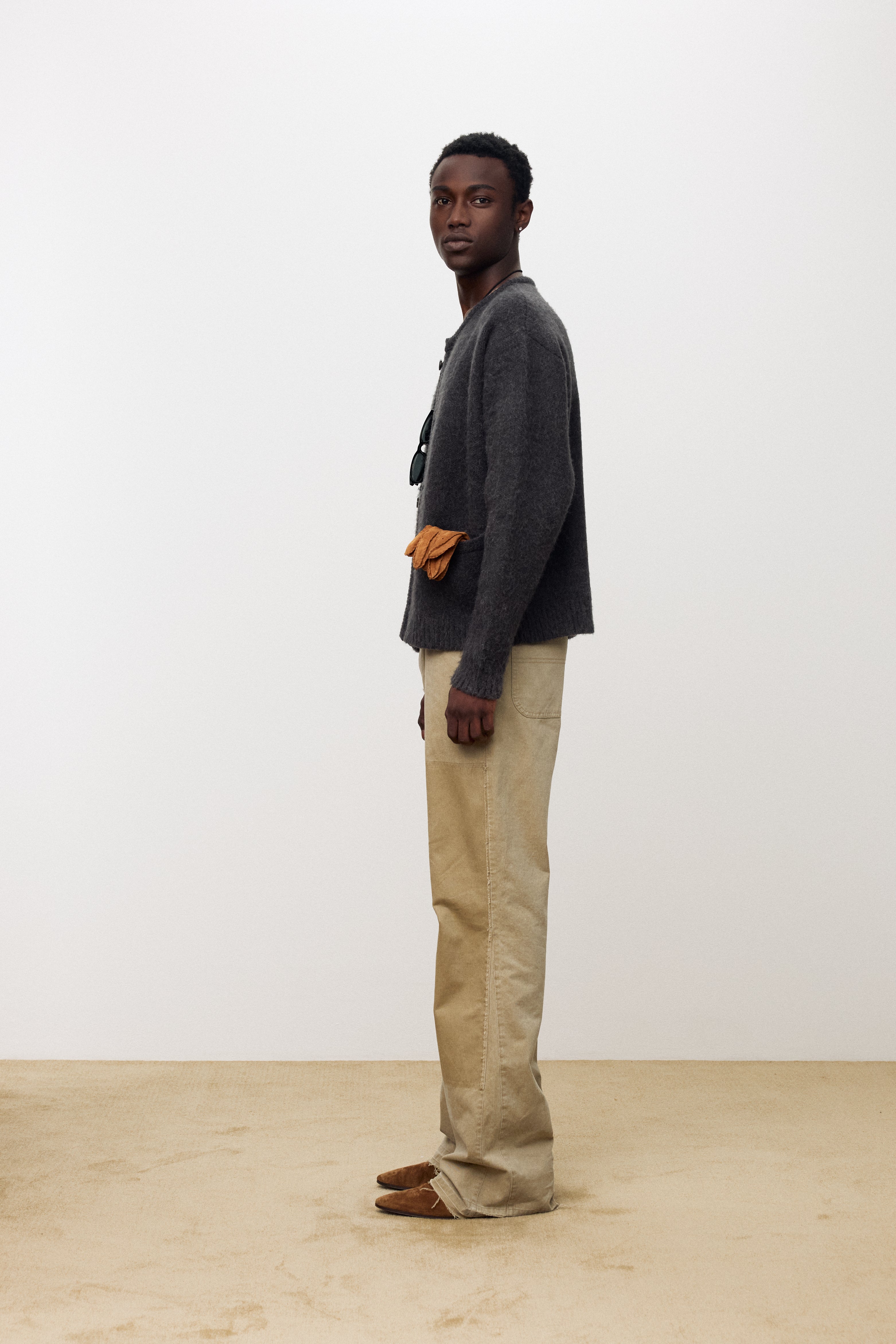 VINTAGE EFFECT FLARED CARPENTER PANTS_ FADED BEIGE