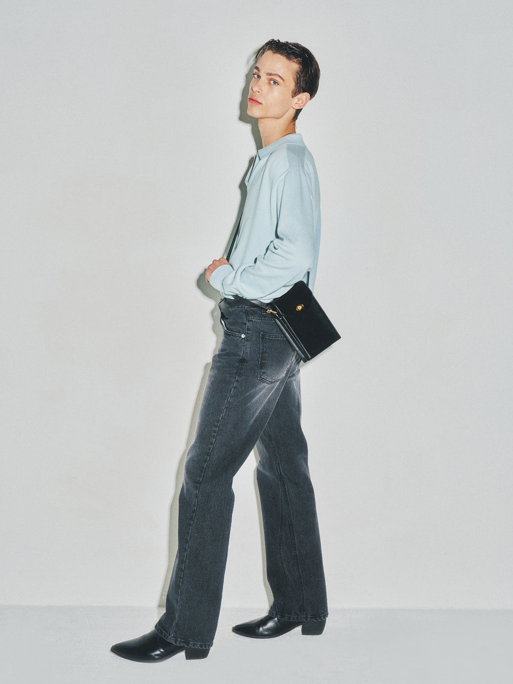 High Count Whole Garment Saddle Neck Knit_ Baby Blue
