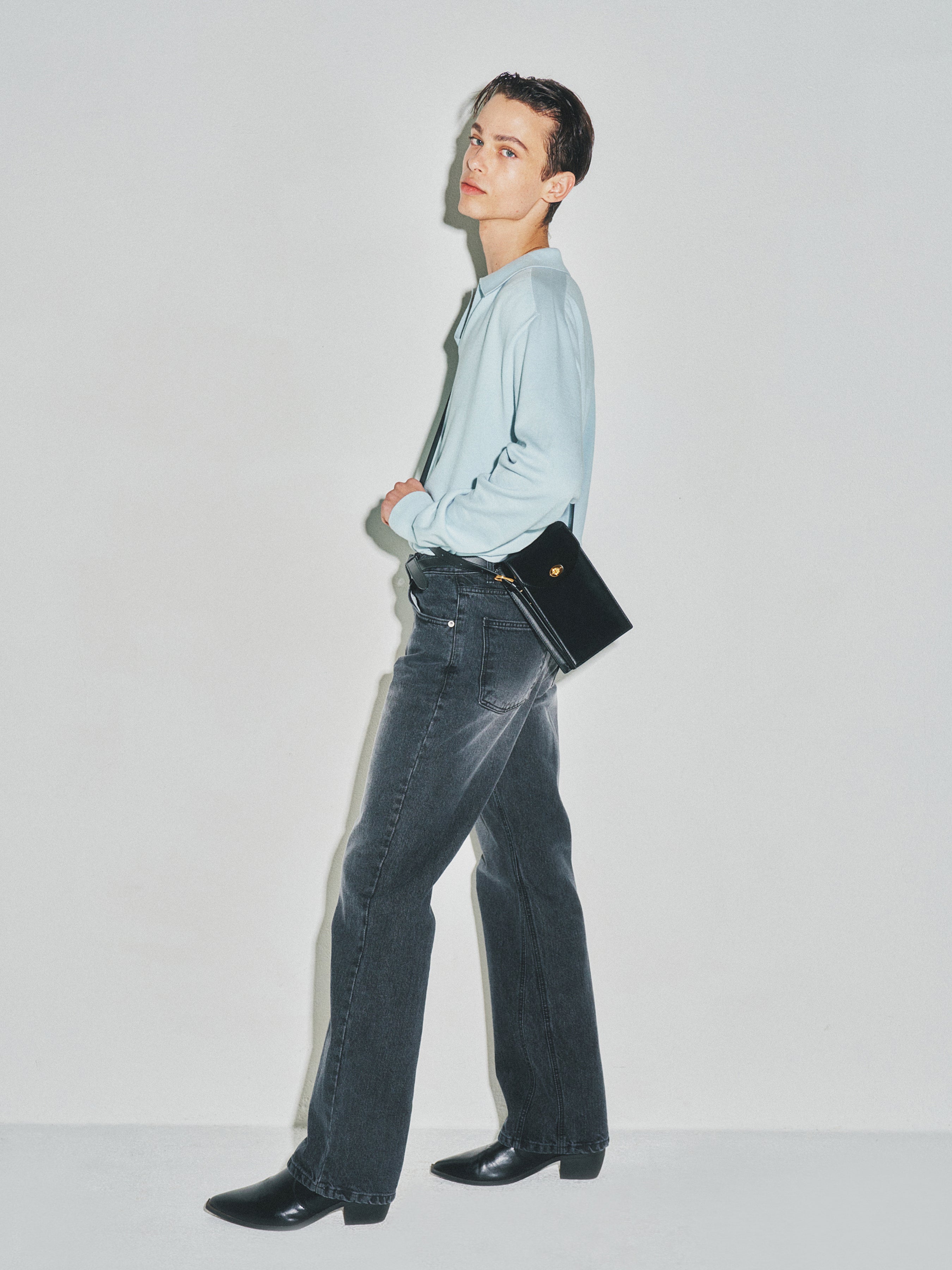 High Count Whole Garment Saddle Neck Knit_ Baby Blue