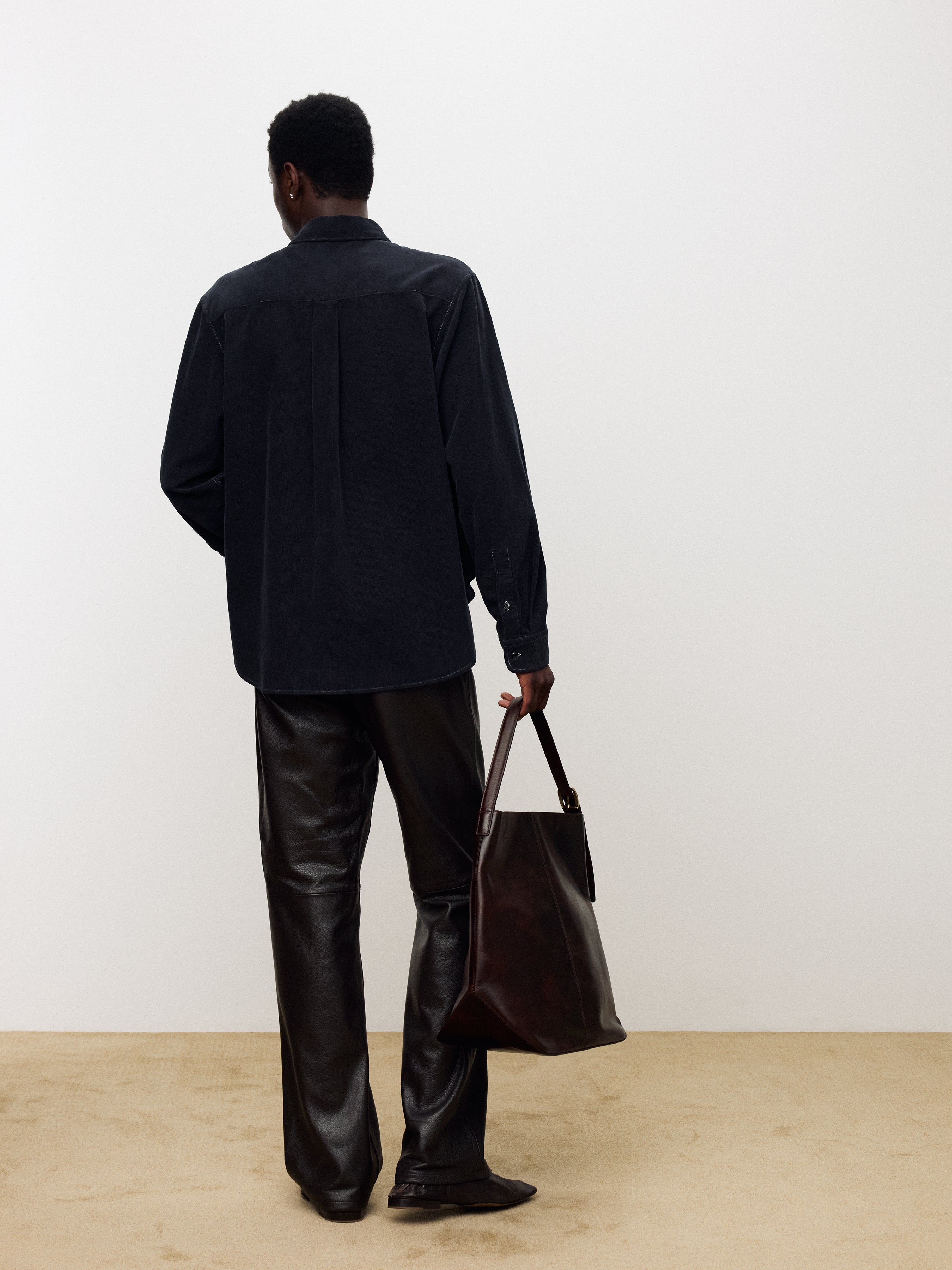 GARMENT-DYED CORDUROY DOUBLE POCKET SHIRT_ NAVY