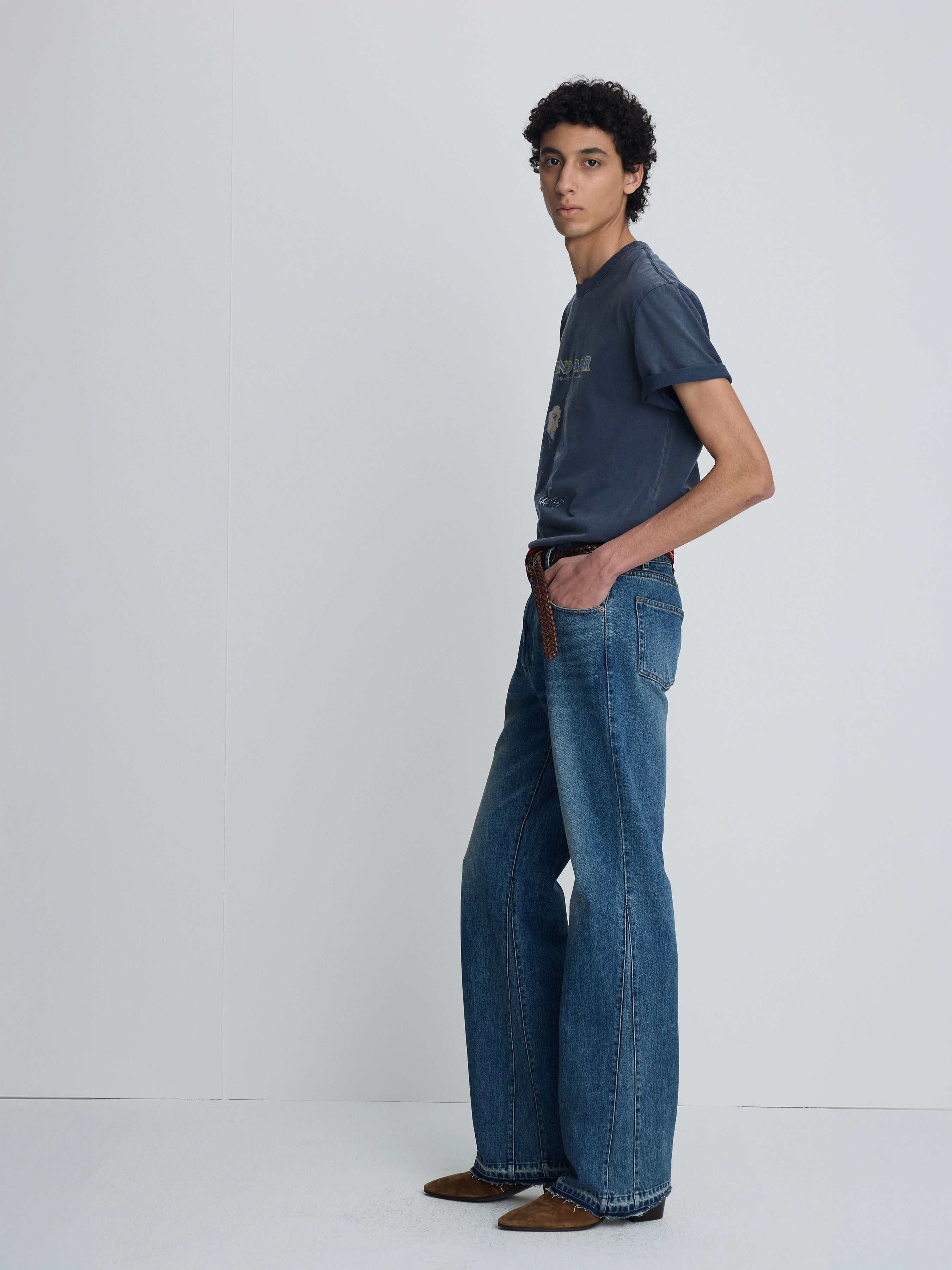 GARMENT-DYED SOUND BAR T-SHIRT_ FADED NAVY