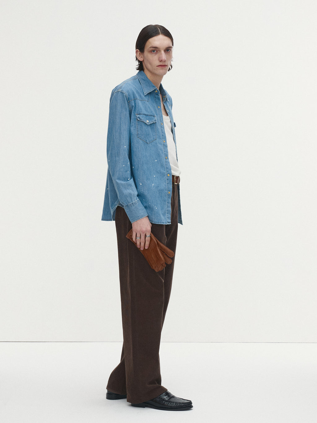 WASHED DENIM HAND-PAINTED WESTERN SHIRT_ WASHED BLUE
