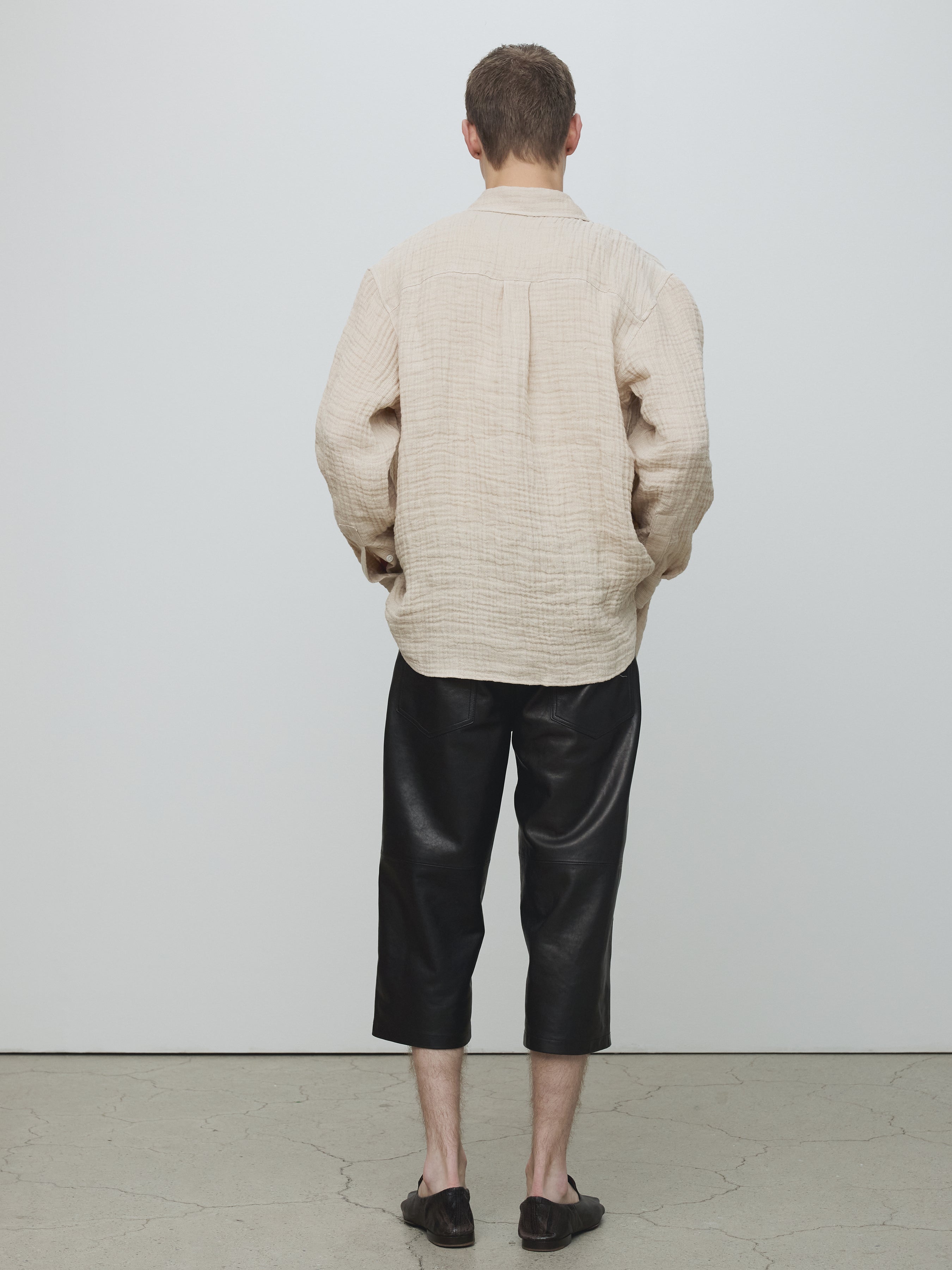 DOUBLE WEAVE LINEN SHIRT_ FRENCH BEIGE