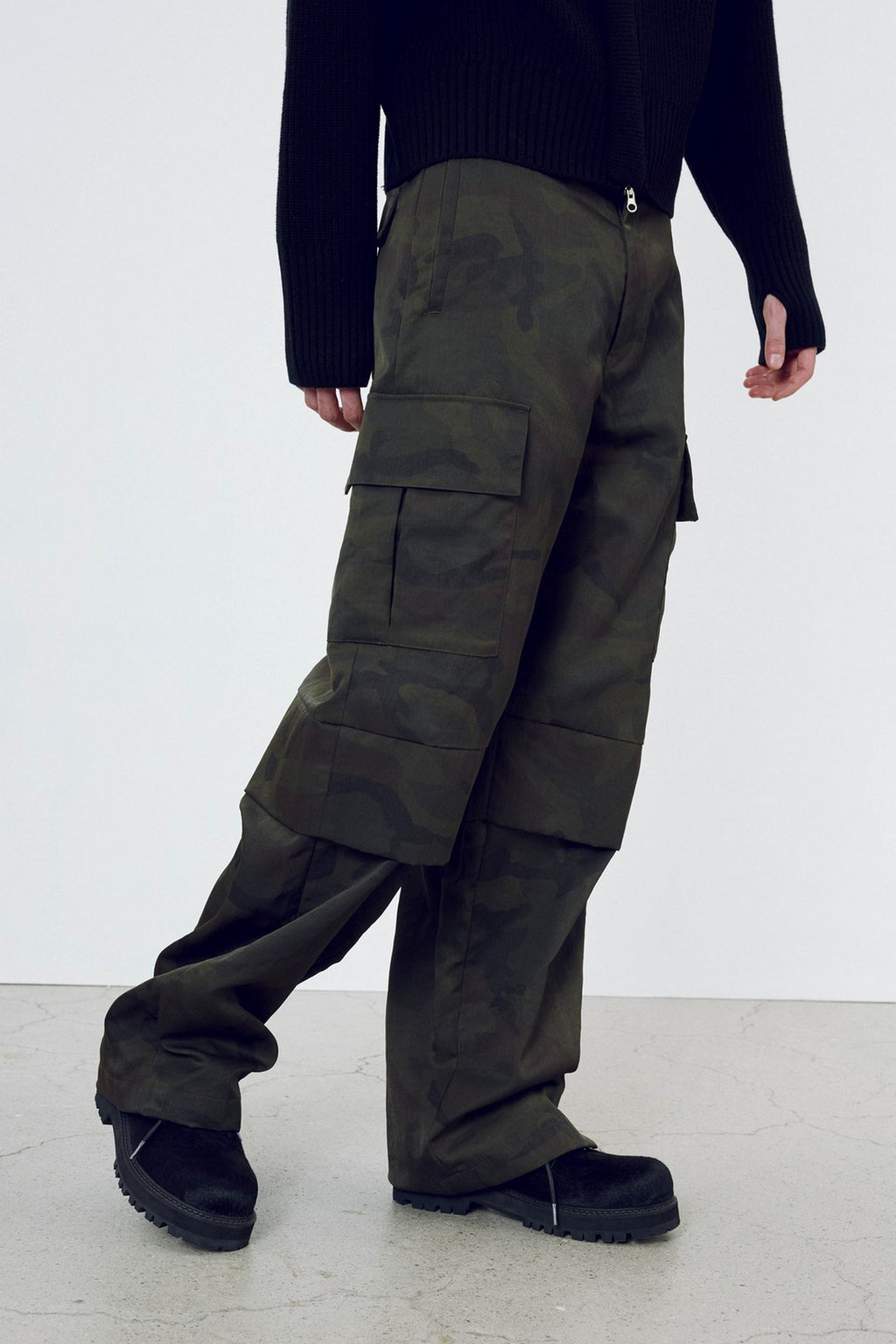 Camouflage Nylon Cargo Pants_ Dark Olive