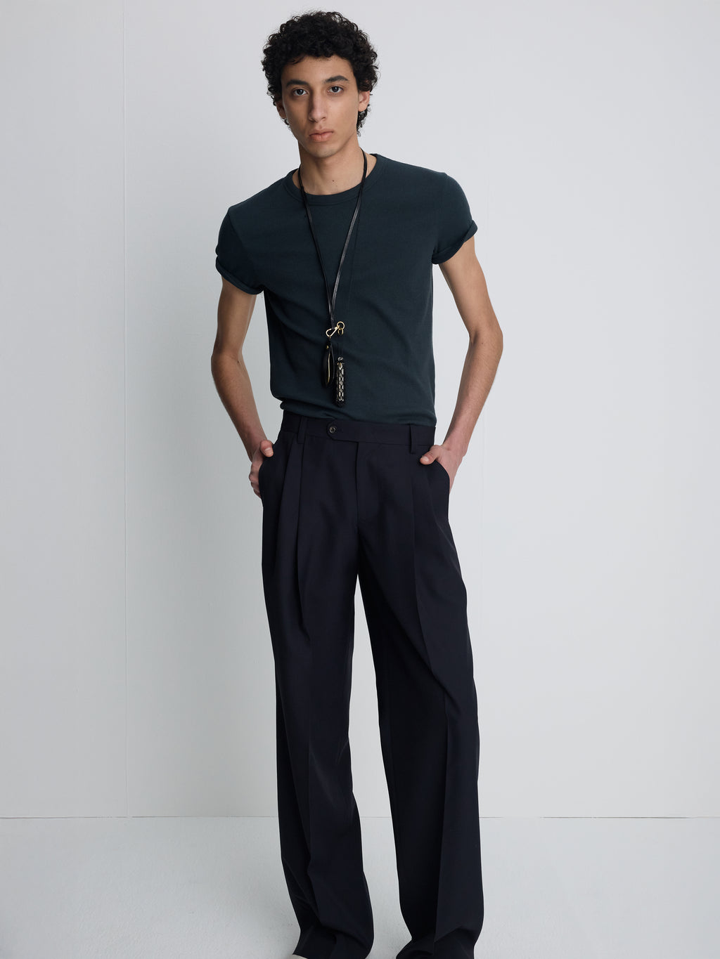 SOFT RIBBED FITTED T-SHIRT_ NAVY TEAL