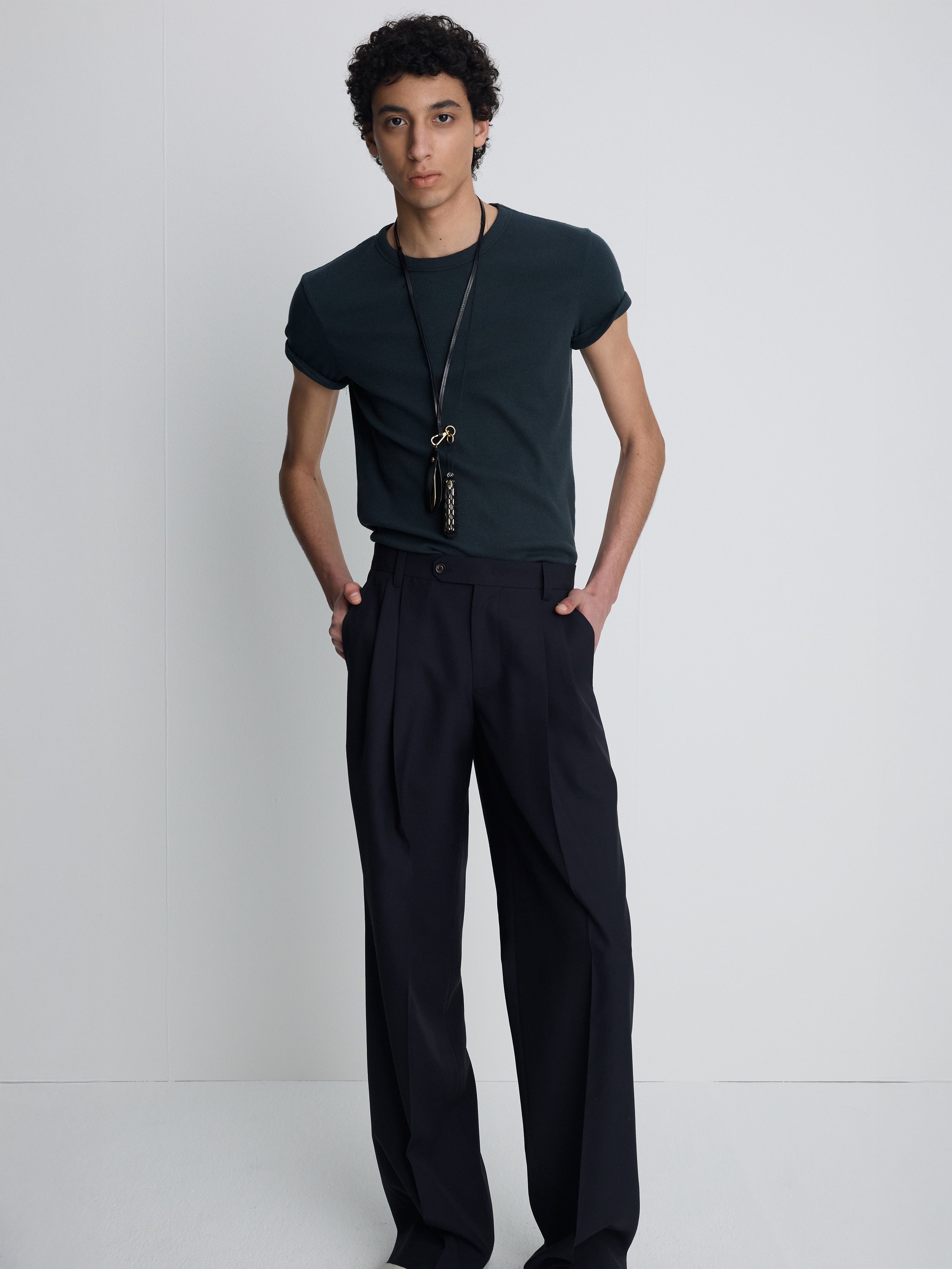 SOFT RIBBED FITTED T-SHIRT_ NAVY TEAL