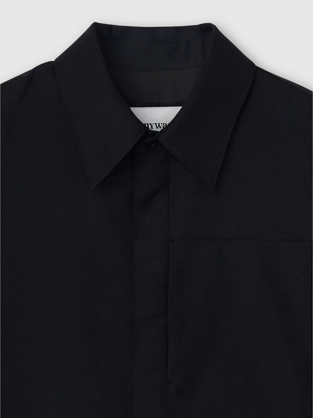 Wool Twill Hidden Pocket Shirt_ Black
