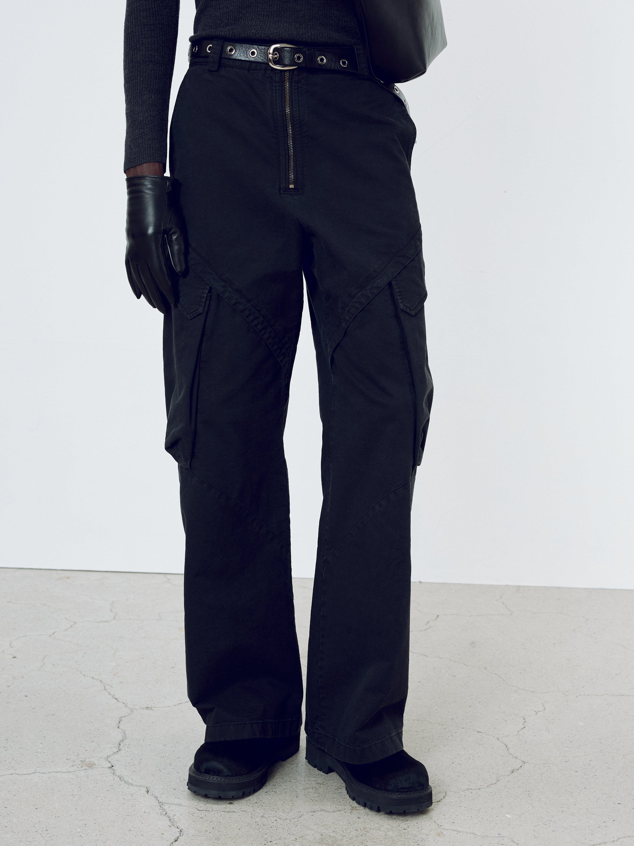Garment-Dyed Gabardine Wide Cargo Pants_ Carbon Pigment