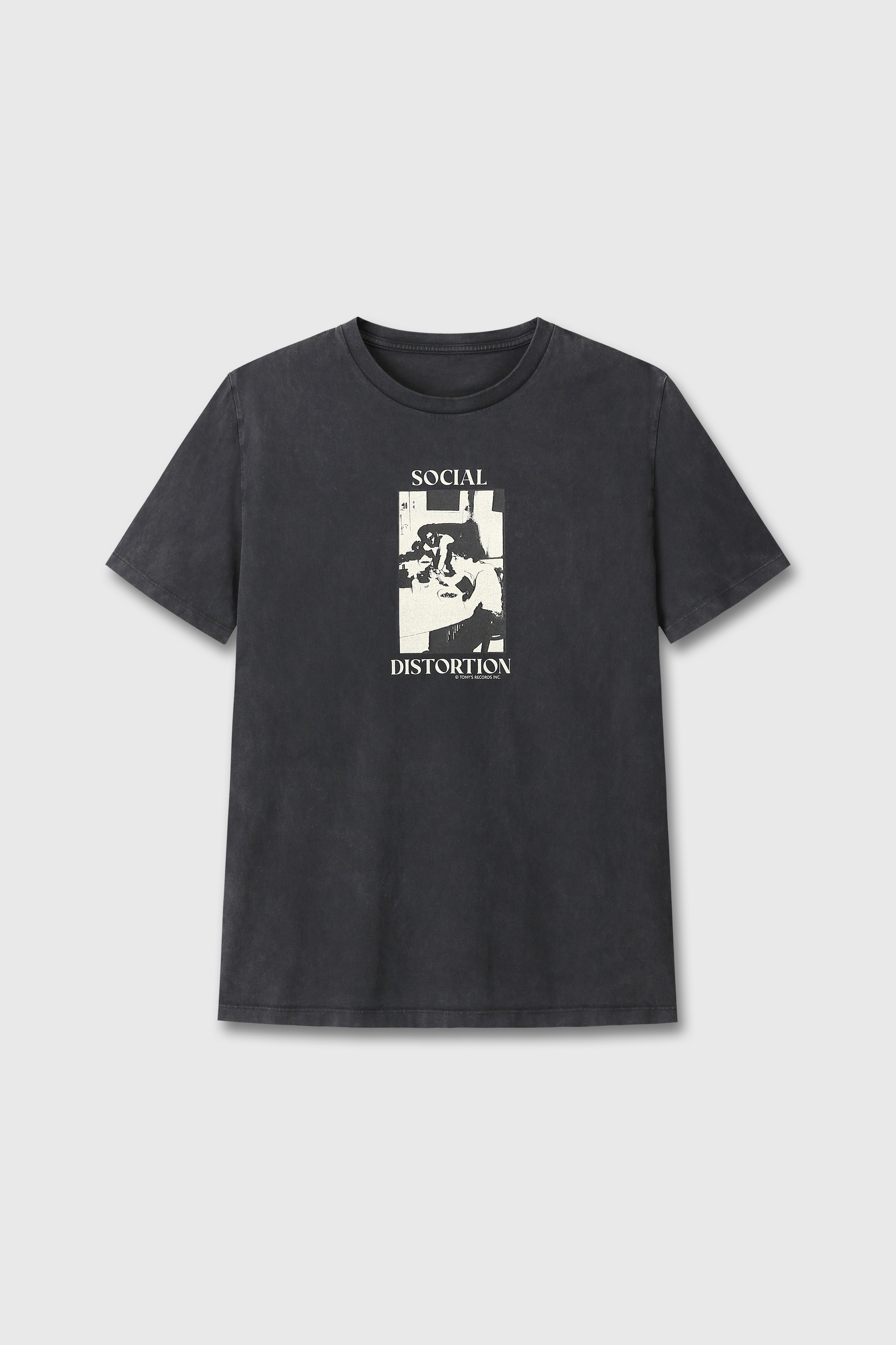 SOCIAL DISTORTION GARMENT DYED T-SHIRT_ FADED BLACK