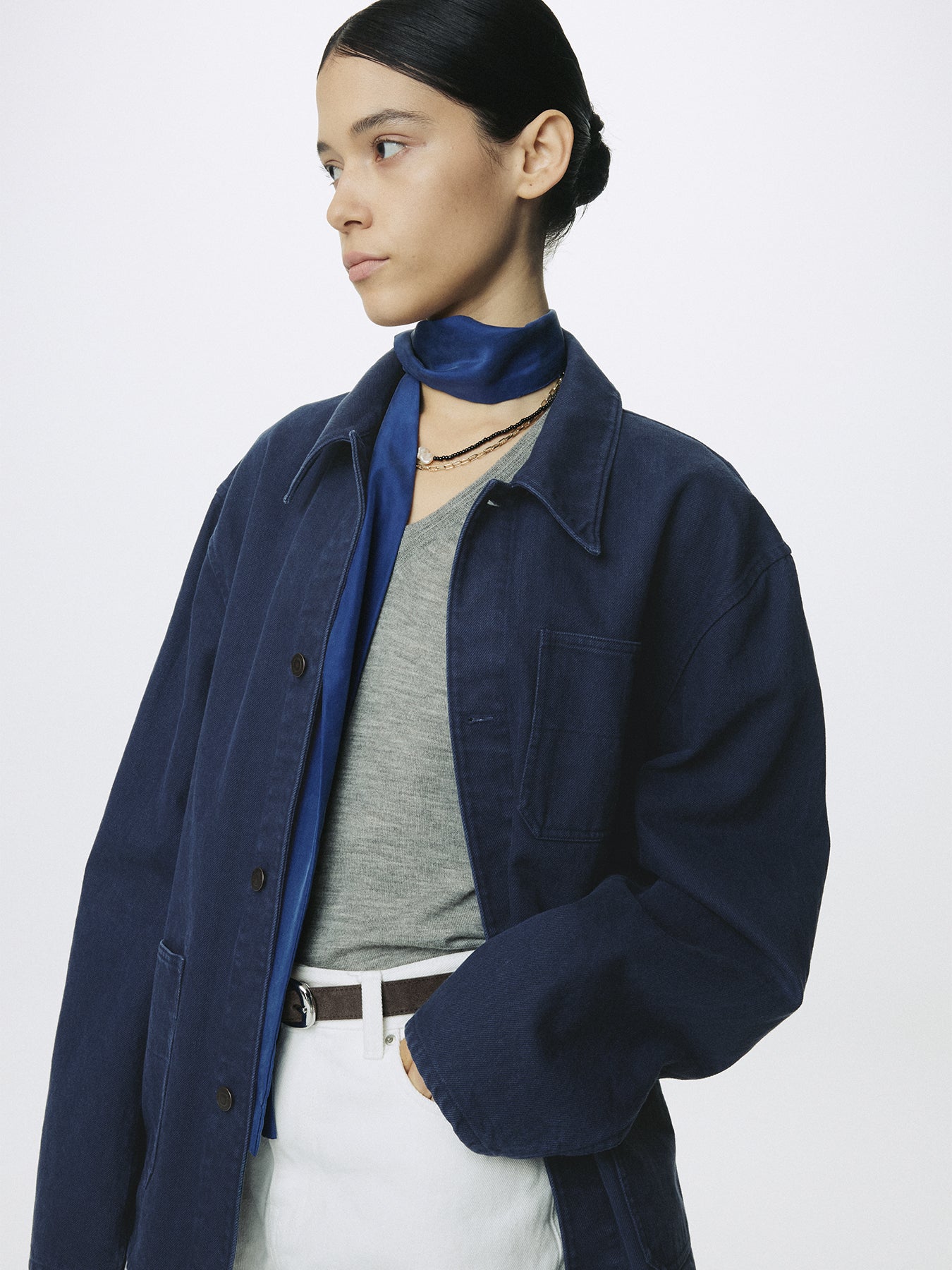 (W) GARMENT WASHED COTTON TWILL UTILITY JACKET_ PURPLE BLUE